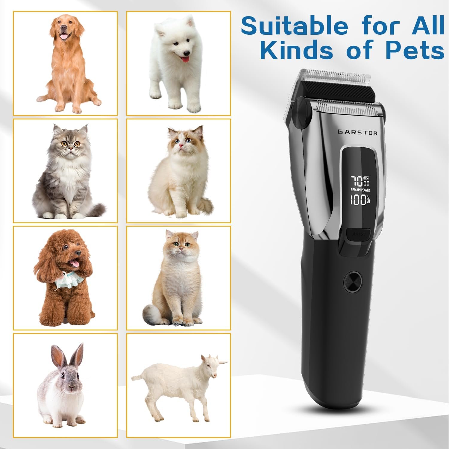 Dog Grooming Clippers Kit Professional for Thick Hair Coats,Low Noise Rechargeable Cordless Pet Shaver for Dogs Pets and Animals, Dog Trimmer for Grooming, Dog Shaver-Silver - Image 6