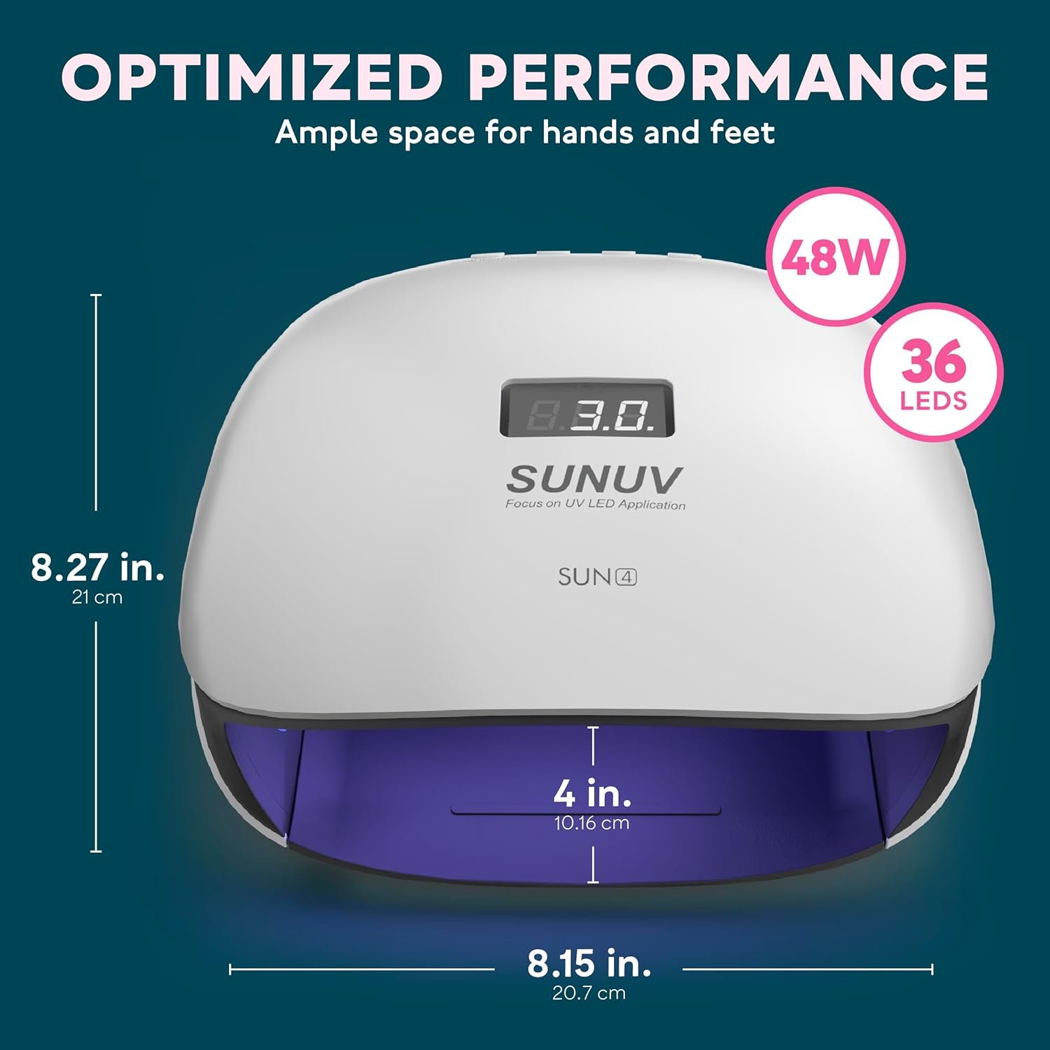 SUNUV SUN4 48W UV LED Nail Lamp, UV Light for Nails, LED UV Lamp for Gel Nails with 4 Timer Settings, Nail Dryer for Gel Polish for Home Salon Black - Image 9