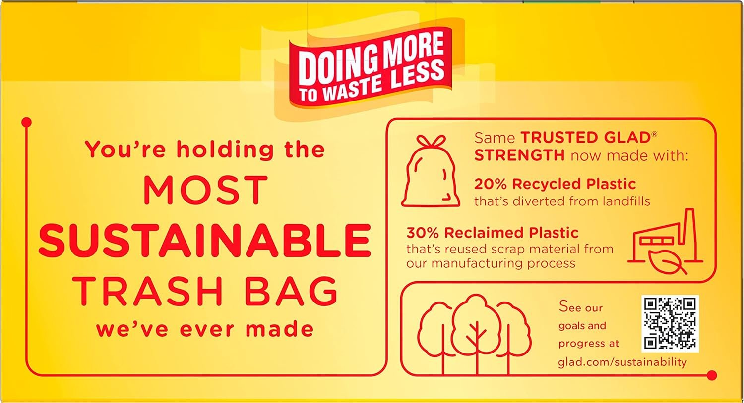 Glad ForceFlex MaxStrength Kitchen Trash Bags, 13 Gal, 45 Ct (Package May Vary) - Image 6