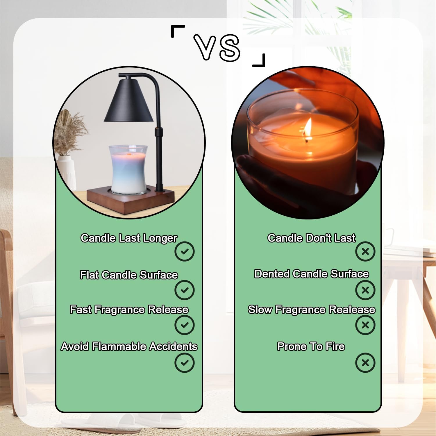 SOKCVSEA Candle Warmer Lamp - Candle Lamp Warmer with Timer Height Adjustable, Birthday Gifts for Mom Women, House Warming Gifts New Home Decor, Wax Melt Candle Warmer with 2 Bulbs 5-Black - Image 7