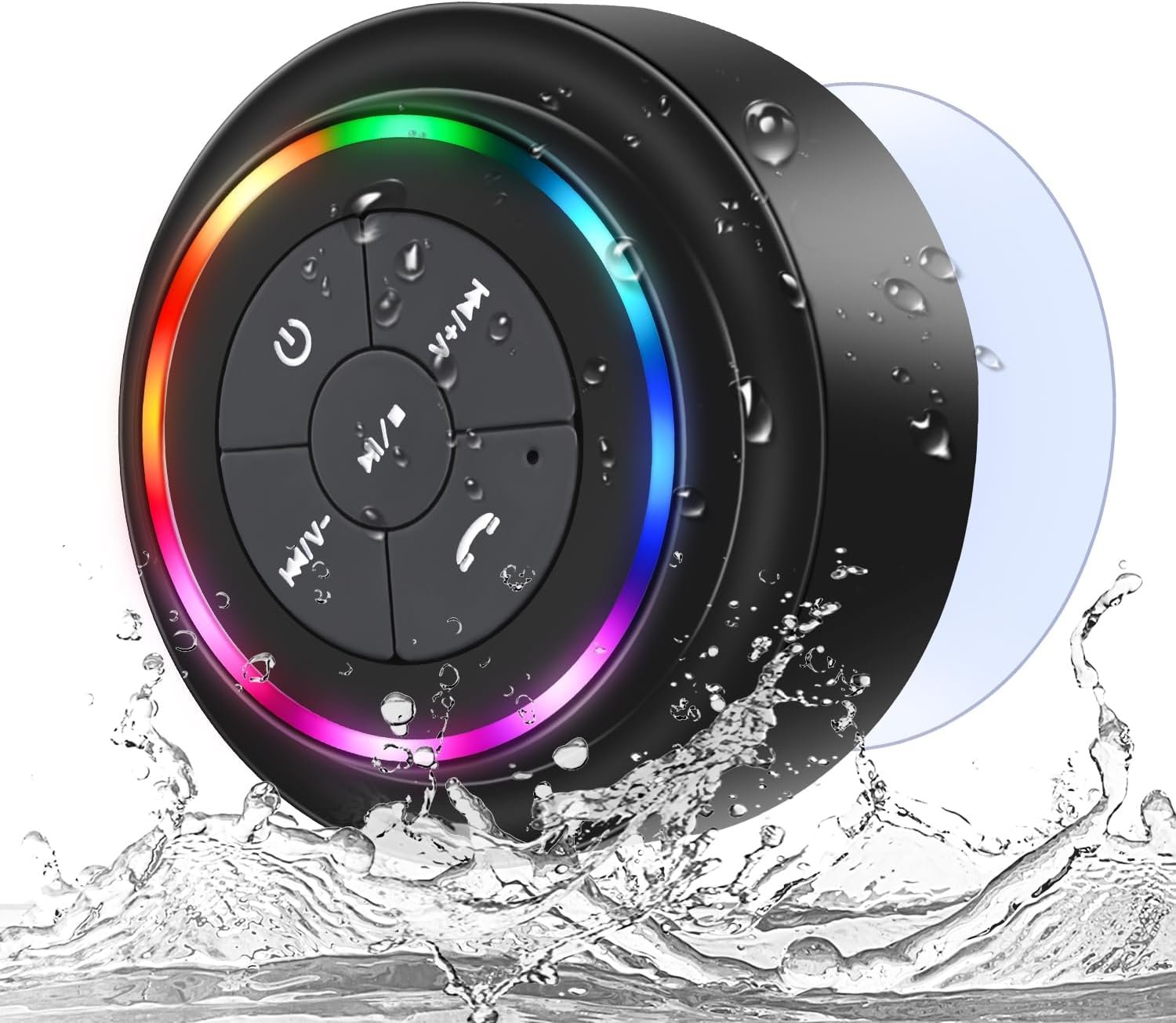 Bluetooth Shower Speaker, Portable Bluetooth Wireless Waterproof Speaker for Pool, Floating IP67 LED Light Bathroom Speaker with Suction Cup for Camping Beach Travel, Electronic Gifts - Image 2