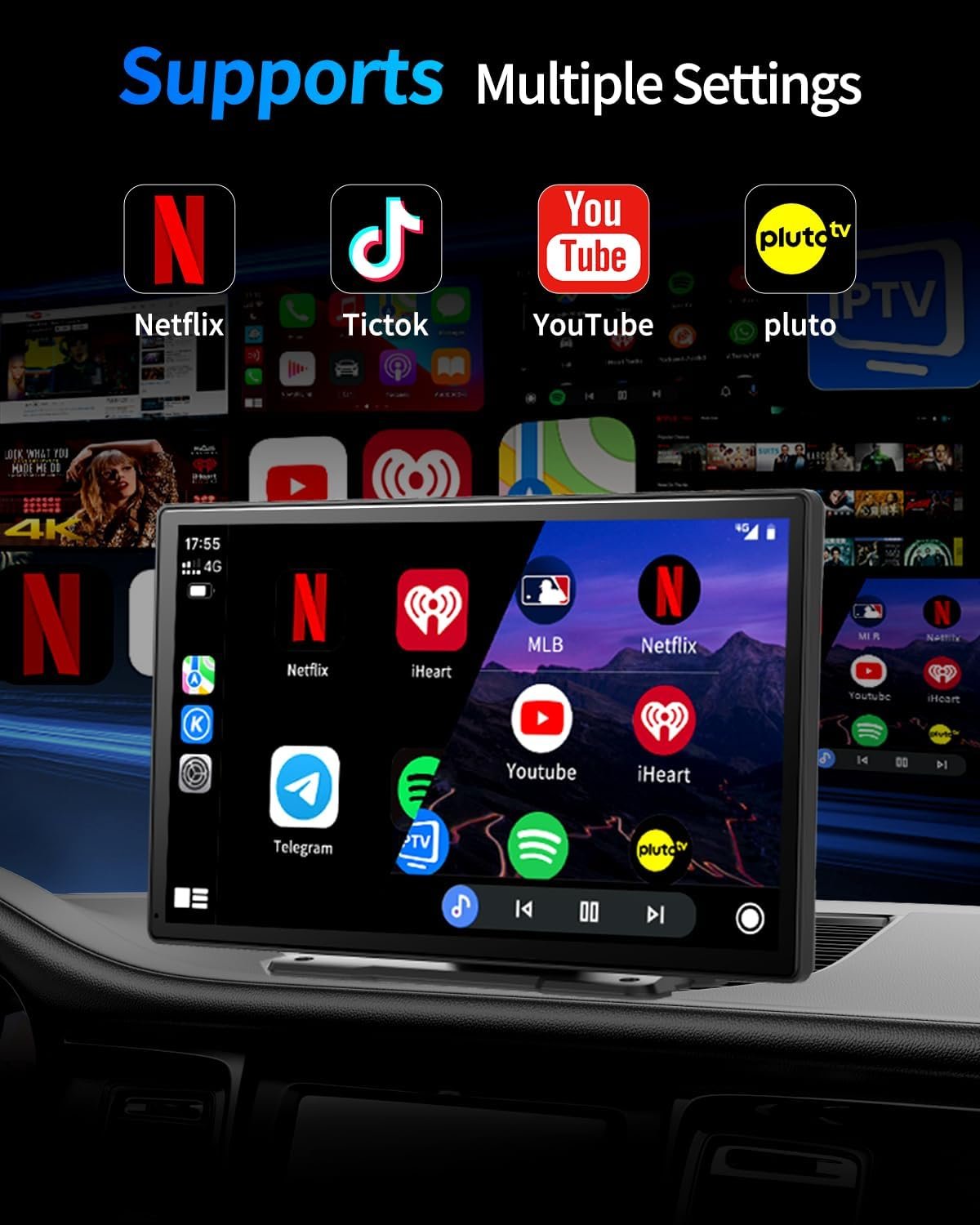 8 Core Android 13 4+64GB Car Stereo, 9 Inch Android Auto Wireless Apple Carplay, Portable Carplay Screen for Car, OTA, GPS Navigation, Netflix, YouTube, Tictok, Google Play - Image 6