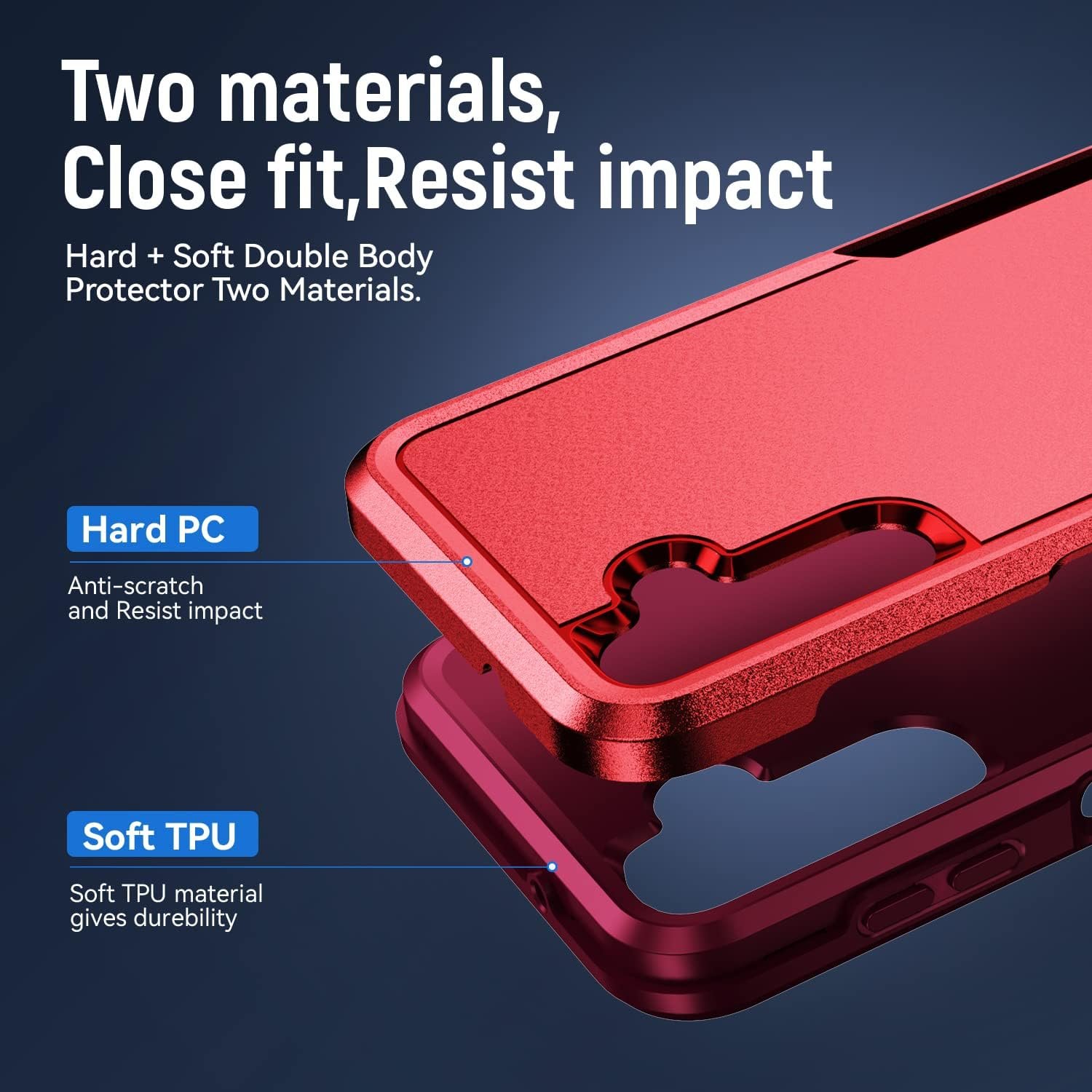 for Samsung Galaxy A14 5G Case with Kickstand Ring Rugged Protective Military Grade Shockproof Case for Galaxy A14 5G Phone Case (Red) - Image 8