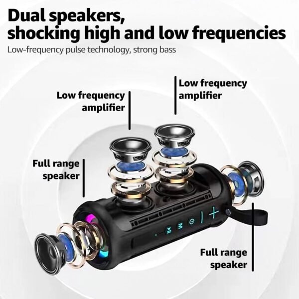 ZZA Bluetooth Speaker with HD Sound, Portable Wireless, IPX5 Waterproof, Up to 24H Playtime, TWS Pairing, BT5.3, for Home/Party/Outdoor/Beach, Electronic Gadgets, Birthday Gift - Image 4