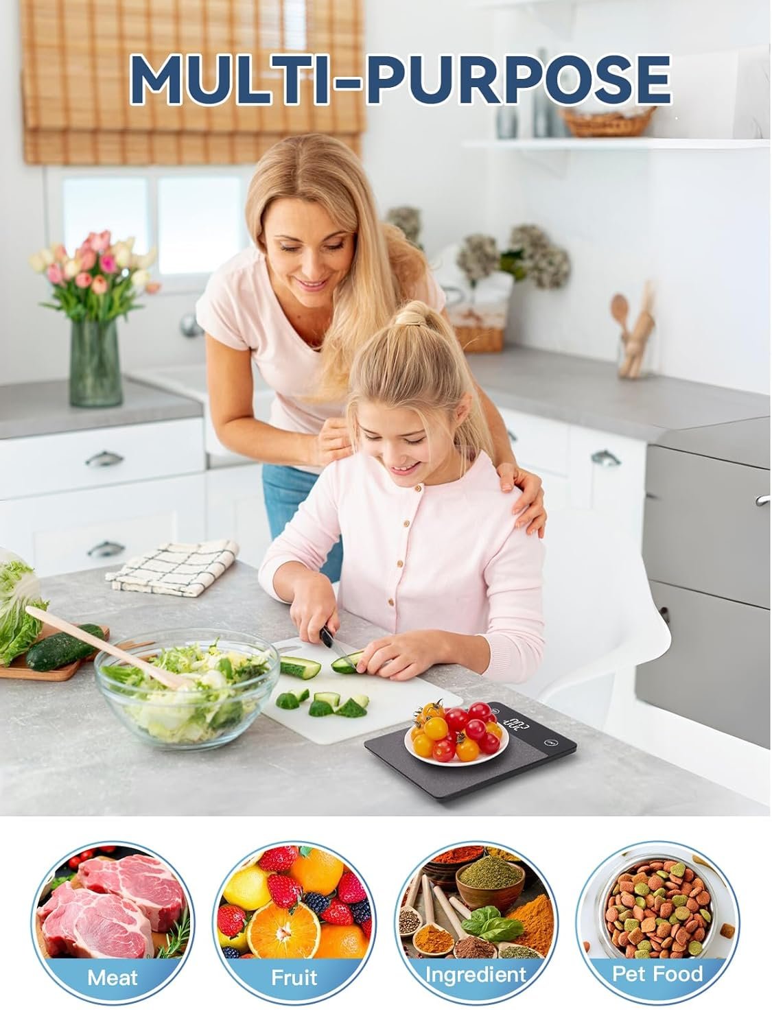 JOYHILL Food Scale, 22lb Digital Kitchen Scale Food Ounces and Grams for Weight Loss, Baking and Cooking, Premium Stainless Steel with LED Display, Batteries Included, Black - Image 5