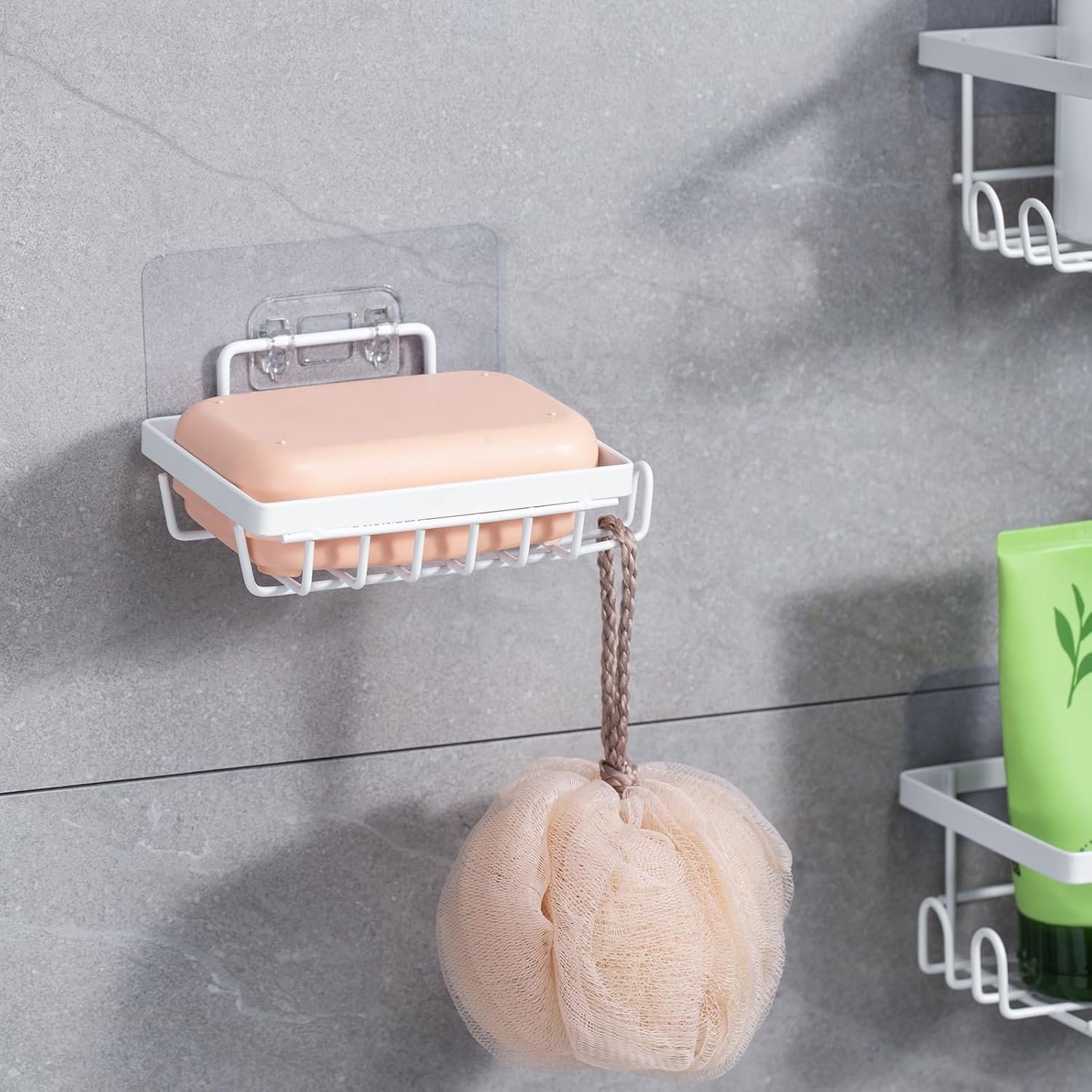 DJLEE 3 Packs Shower Caddy Bathroom Shower Caddies Shampoo Bottle Rack Adhesive Hooks Wall Mounted Organizer Kitchen Storage Basket Corner helf Space Saving White - Image 7