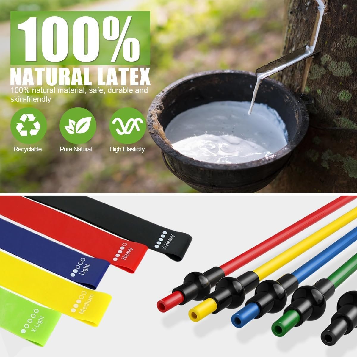 23Pcs Resistance Bands Set Workout Bands, 5 Stackable Exercise Bands with Handles, 5 Resistance Loop Bands, Jump Rope, Figure 8 Resistance Bands, Headband, Cooling Towel - Image 6
