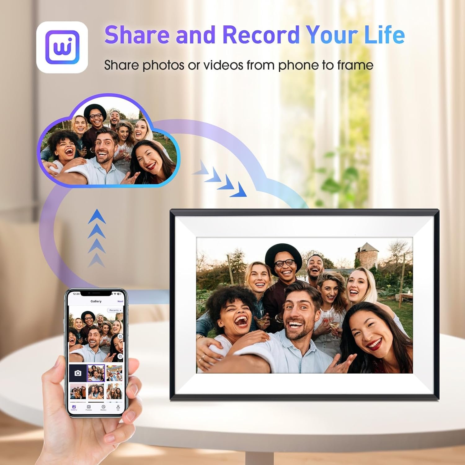 10.1" WiFi Digital Picture Frame, Digital Photo Frame with 1280x800 HD IPS Touch Screen, 32GB Memory,Auto-Rotate, Wall Mounted, Easy Setup,Send Photos/Videos from Phone via Uhale App, White - Image 3