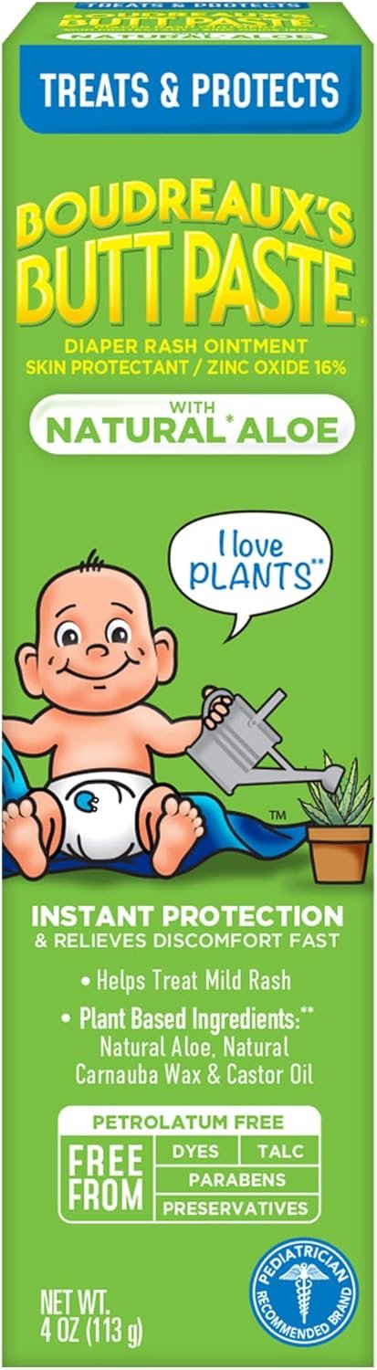 Boudreaux's Butt Paste with Natural* Aloe Diaper Rash Cream, Ointment for Baby, 4 oz Tube - Image 2