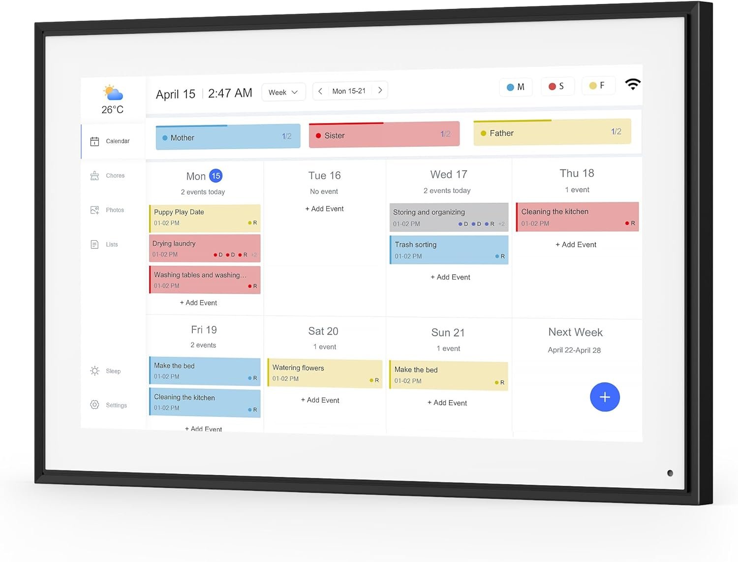 Digital Calendar, Kaclendar 15.6 Inch Electronic Calendar&Chore Chart, Smart Weekly and Monthly Planner+to Do List Notepad, 1920 * 1080P IPS Touchscreen Wall and Desk Calendar for Family Schedules - Image 2
