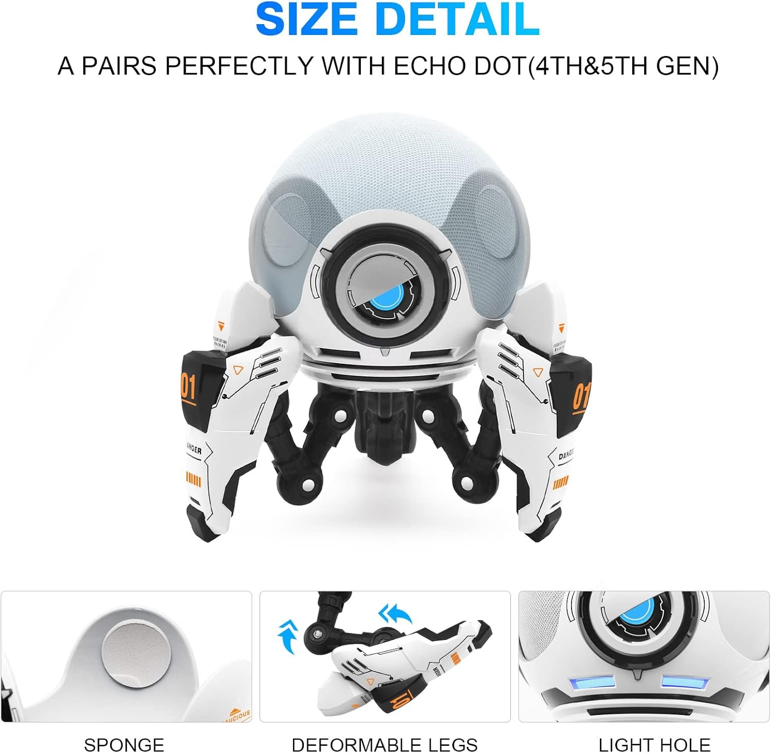 Echo Dot Stand, Homepod Mini Stands for Echo Dot 4th/5th Generation, Echo Dot Table Holder, Echo Dot Accessories, Space-Saving Alexa Dot 4th/5th Gen Desktop Speaker Stand Mount - Image 5