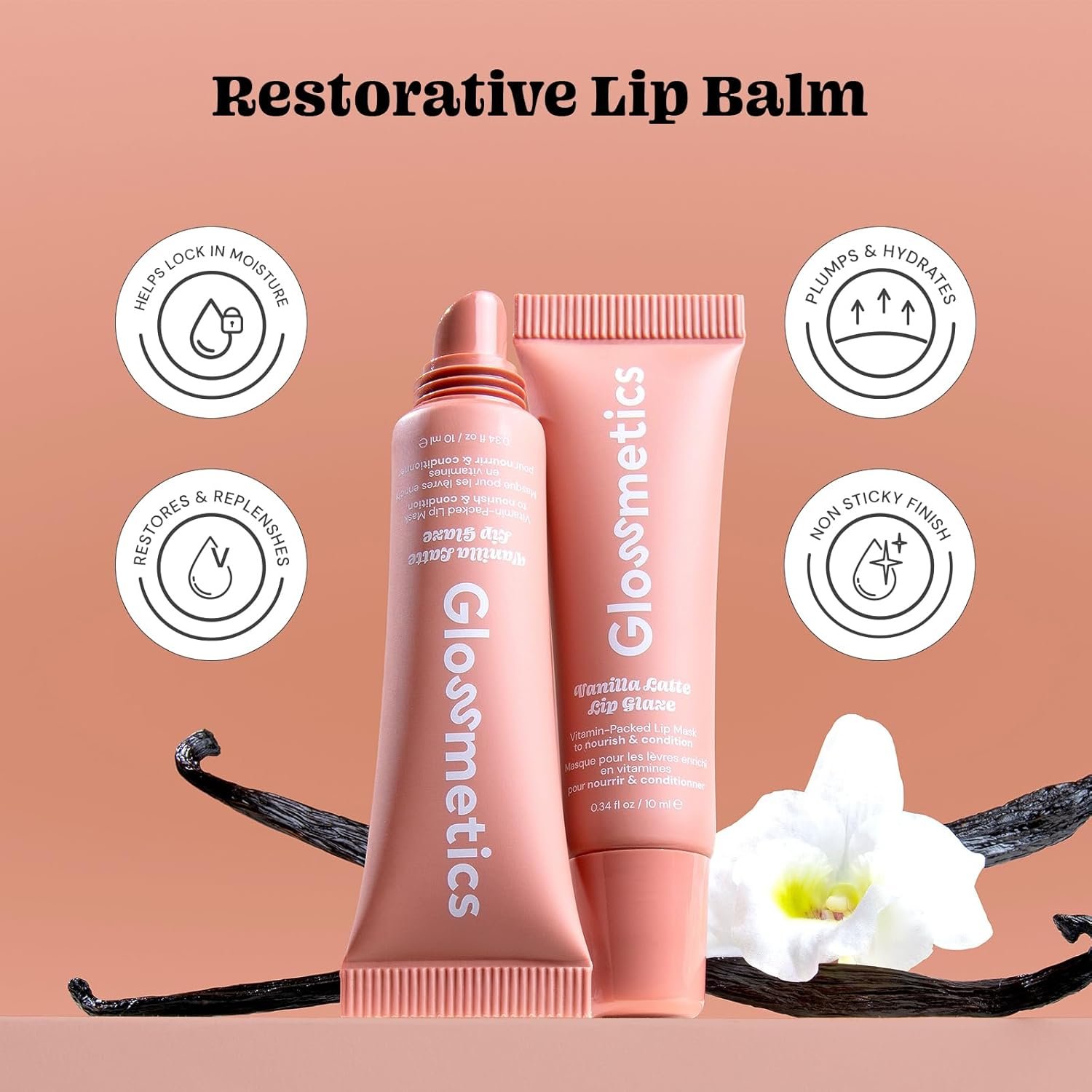 Glossmetics Vanilla Latte Lip Glaze - Overnight Lip Mask for Dry Lips. Fruit Butter Lip Mask, Hydrating and Moisturizing Lip Balm for Soft, Smooth Lips. Vanilla Latte, 10ml - Image 3