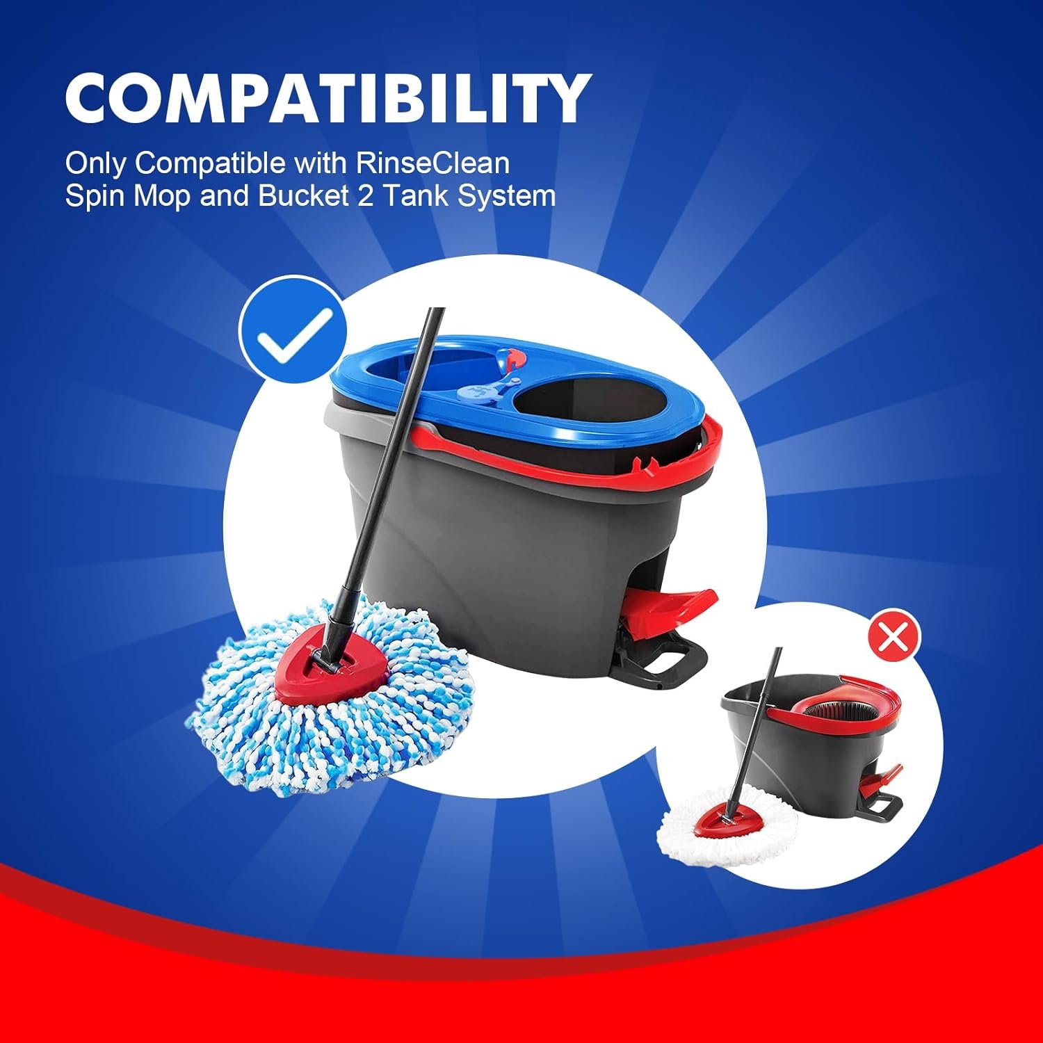 5 Pack Mop Heads Replacements Compatible with Spin Mop and Bucket 2 Tank System, Microfiber Mop Head Refills for All Hard Surface Floor, Washable and Reusable - Image 3