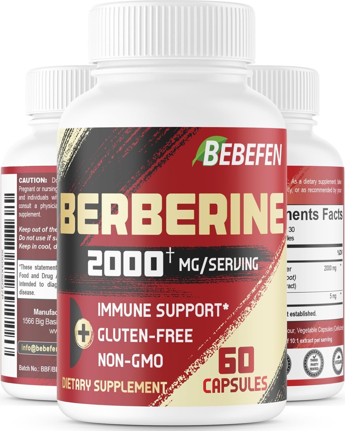 BEBEFEN Berberine HCL Supplement 2000mg - Supports Immune System, Cardiovascular Health - Non GMO | Gluten Free - Image 2