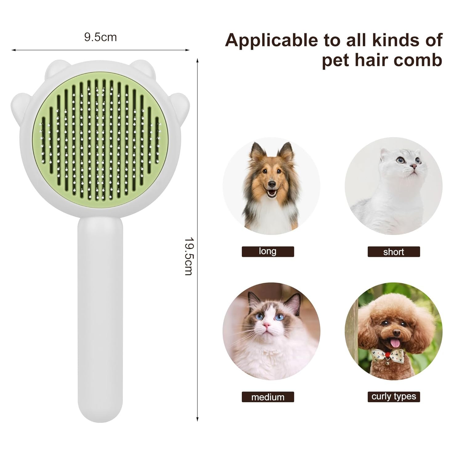 Cat Brush with Release Button, Cat Grooming Brush for Long or Short Haired Cats, Self Cleaning Slicker Brushes Removes Loose Undercoat, Hair Slicker Brush for Pet Massage (White) - Image 8