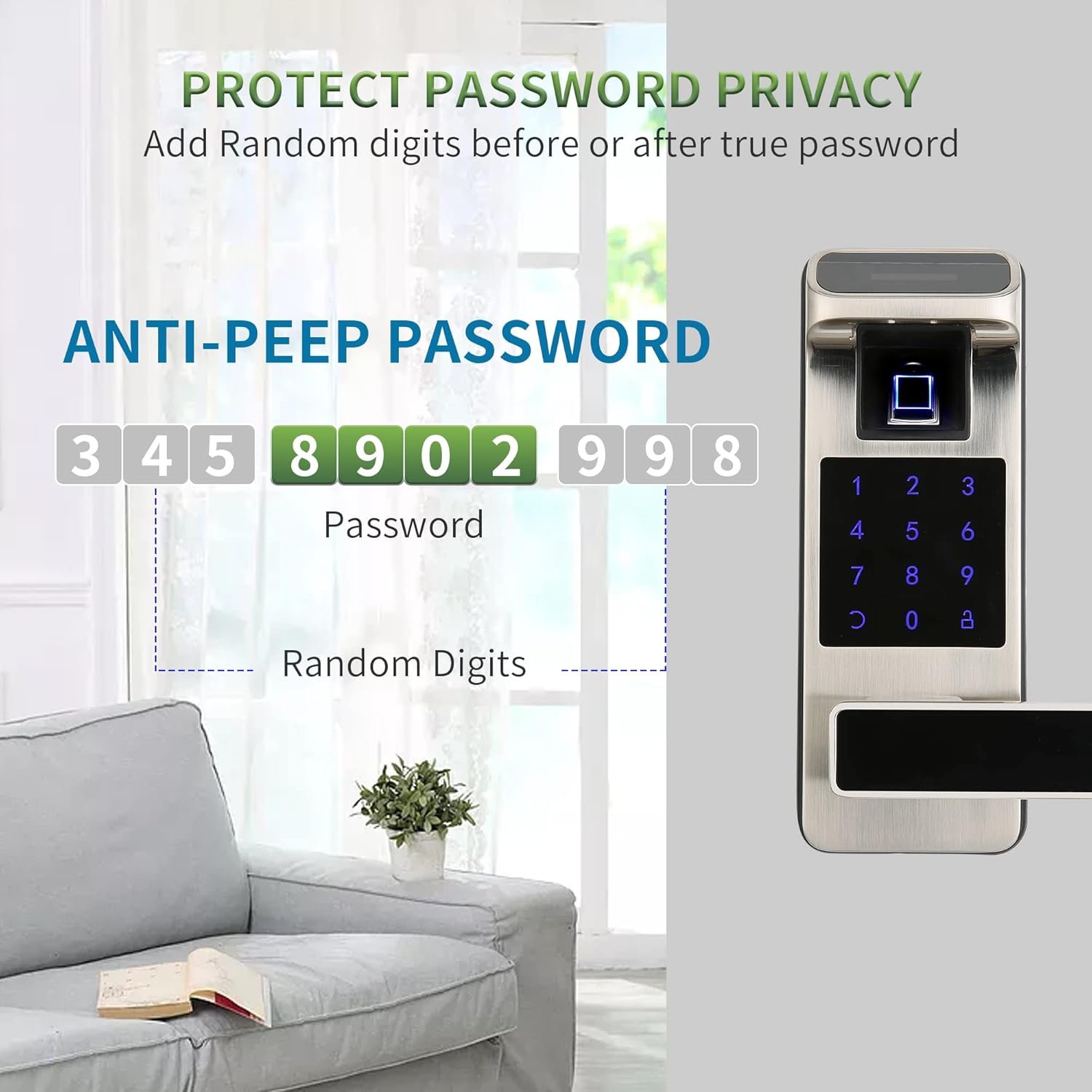 Harfo Smart Door Lock, Heavy Duty Keyless Entry Door Lock, Fingerprint Door Lock, Door Locks with Keypads, Full App Control Digital Door Lock, Keypad Lock Electronic Door Lock(Satin Nickel) - Image 7