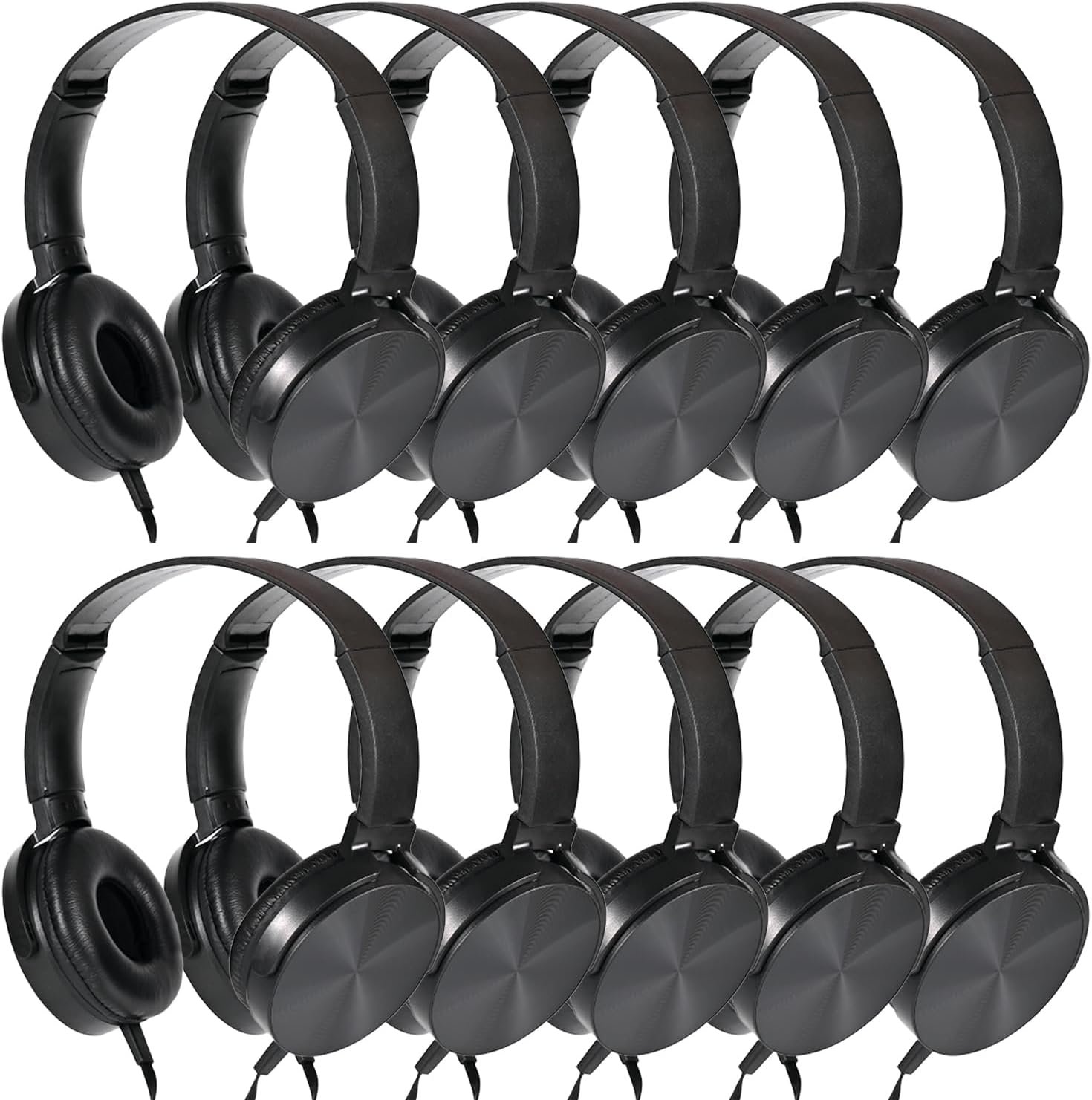 Classroom Headphones Bulk 10 Pack,Students On Ear Headsets,Comfy Swivel Earphones for Computer,School,Library,Airplane,for Online Learning and Travel,Premium Stereo Sound 3.5mm Jack (Black) - Image 2