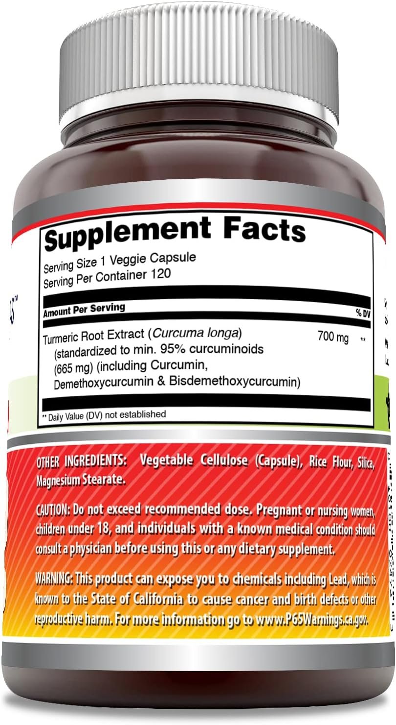 Amazing Formulas Curcumin Supplement | 700 Mg | 120 Veggie Capsules | Turmeric Root Extract | Non-GMO | Gluten Free | Made in USA - Image 3