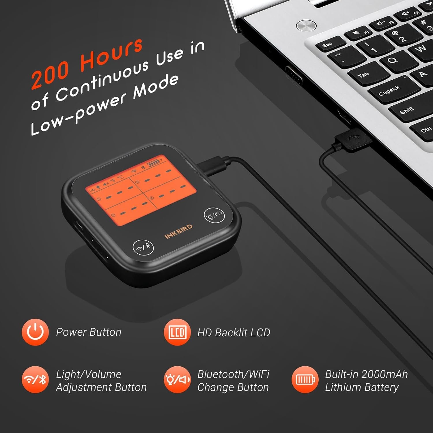 INKBIRD Dual Mode Bluetooth & WiFi Wireless Meat Thermometer, 4 Probes WiFi Meat Thermometer with Clear LCD for Smoking, Bluetooth Meat Thermometer with Smart APP Control for Oven,Cooking - Image 5