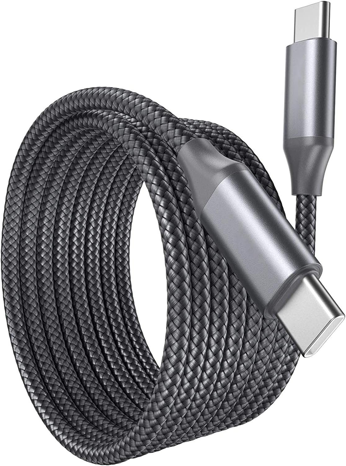 BoxWave Cable Compatible with Amazon Echo Show 8 (3rd Gen 2023) - DirectSync PD Cable (10ft) - USB-C to USB-C (100W), Long 10 Foot PD Braided Nylon Alloy Cable - Jet Black - Image 3