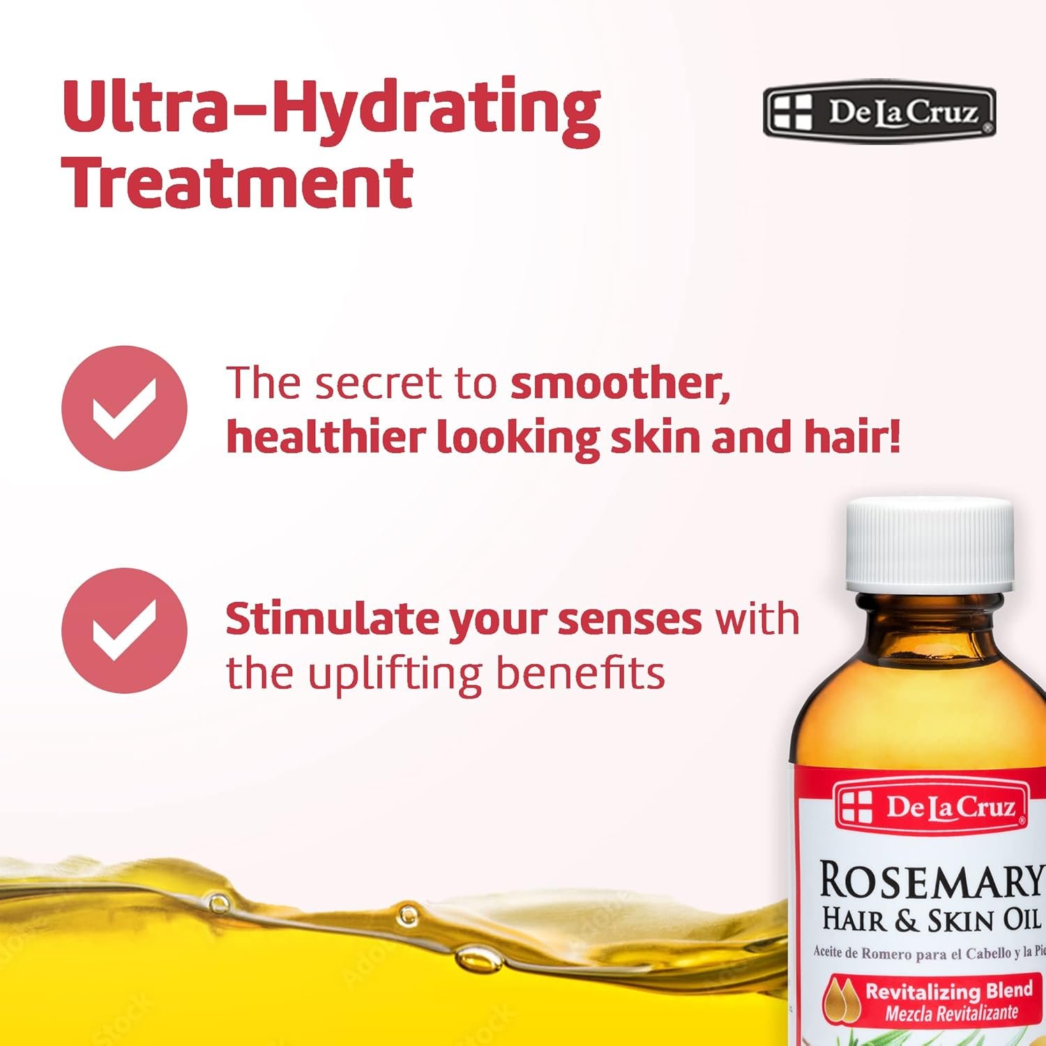 De La Cruz Rosemary Oil Blend Moisturizer with Castor, Avocado and Olive Oil - Topical Use Only 8 FL. OZ. (236 mL) - Image 5