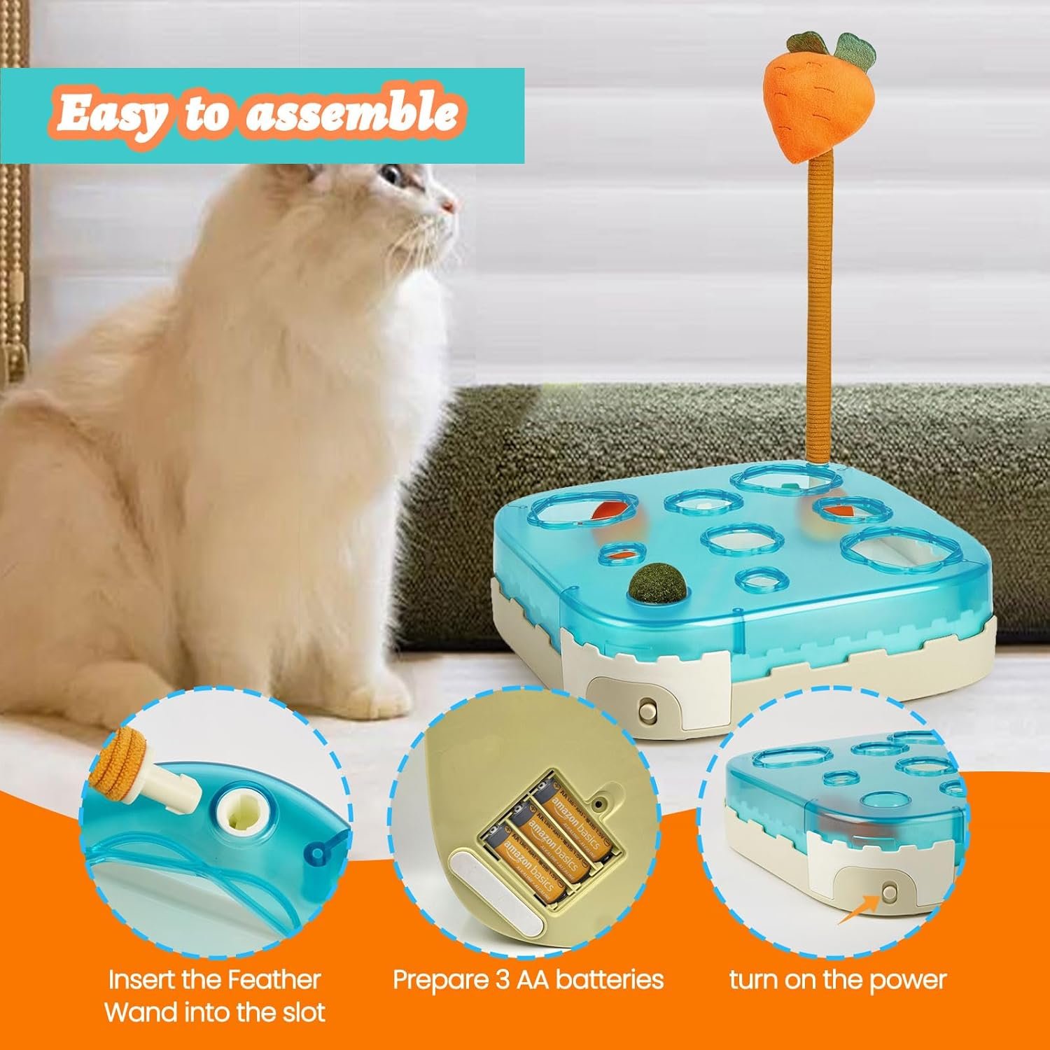 4-in-1 Electric Automatic Cat Toys - Interactive Cat Toy for Indoor Cats with Rolling Ball, Cat Feather Wand, and Catnip Ball for Kittens and Cats - Image 4