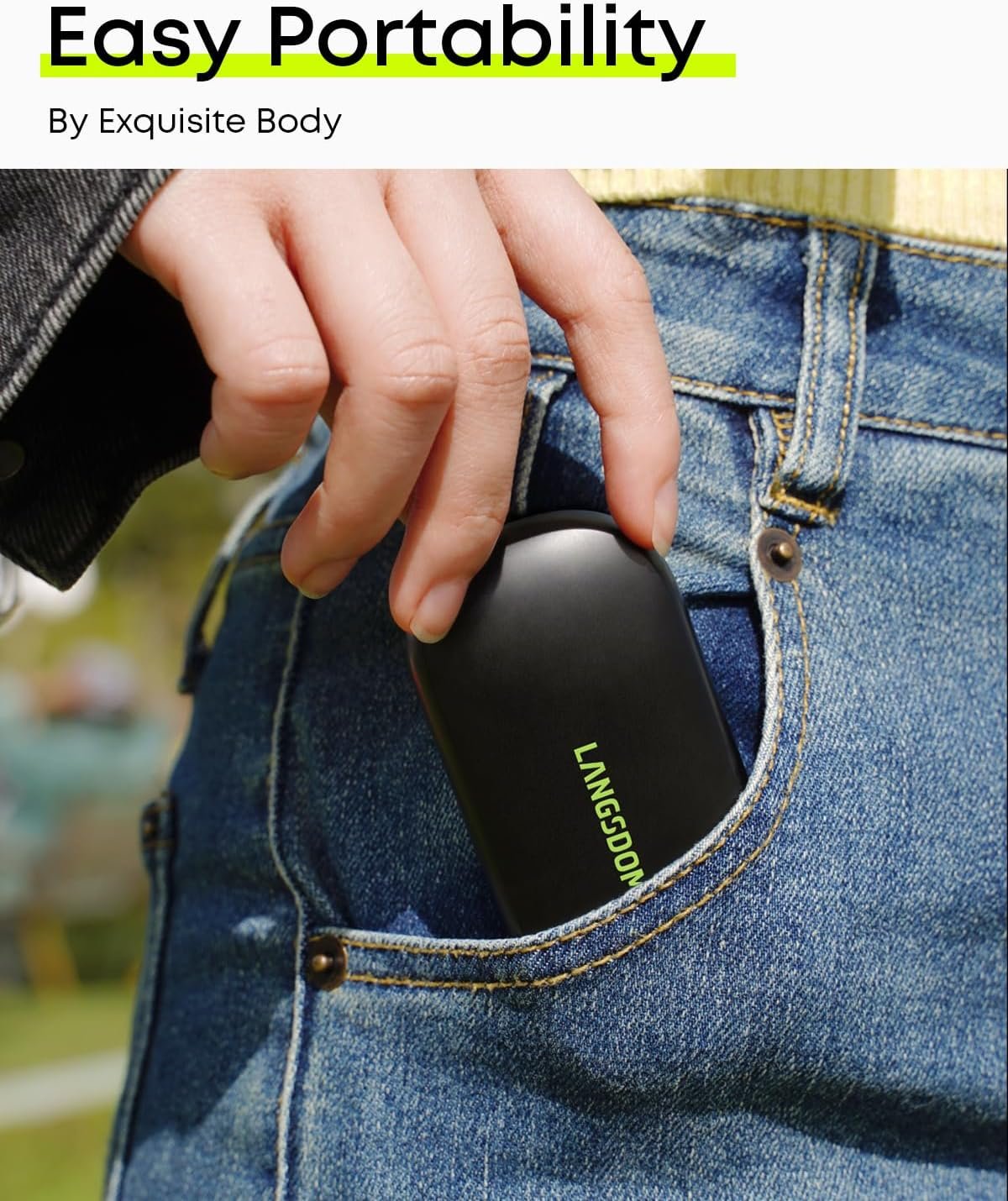 Langsdom Airfit Open Ear True Wireless Earbuds Bluetooth Headphones, Water Resistants, Ultra-Light, Premium Deep Bass with 24Hrs Play time, Ergonomic Design Secure fit for Worksout & Running, Green - Image 8