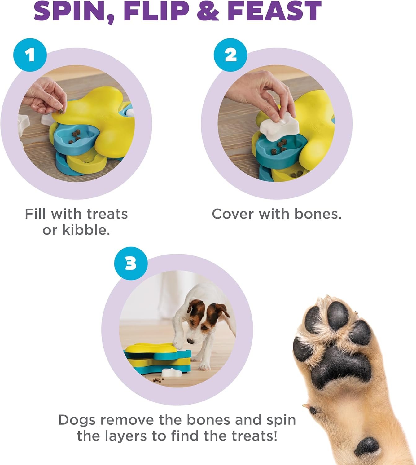 Outward Hound Nina Ottosson Dog Tornado Dog Puzzle Interactive Treat Puzzle Dog Enrichment Dog Toy, Level 2 Intermediate, Blue - Image 4