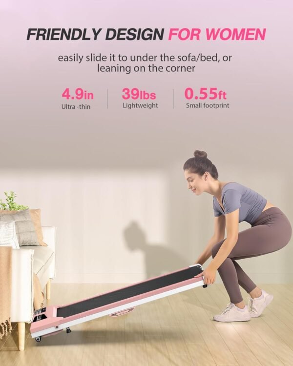 10% Incline Walking Pad Treadmills 320+lb Capacity, Smart Foldable Under Desk Treadmill Work with KINOMAP Apple Health, Treadmill for Home Office Apartment, Lightweigh and Easy to Store - Image 7