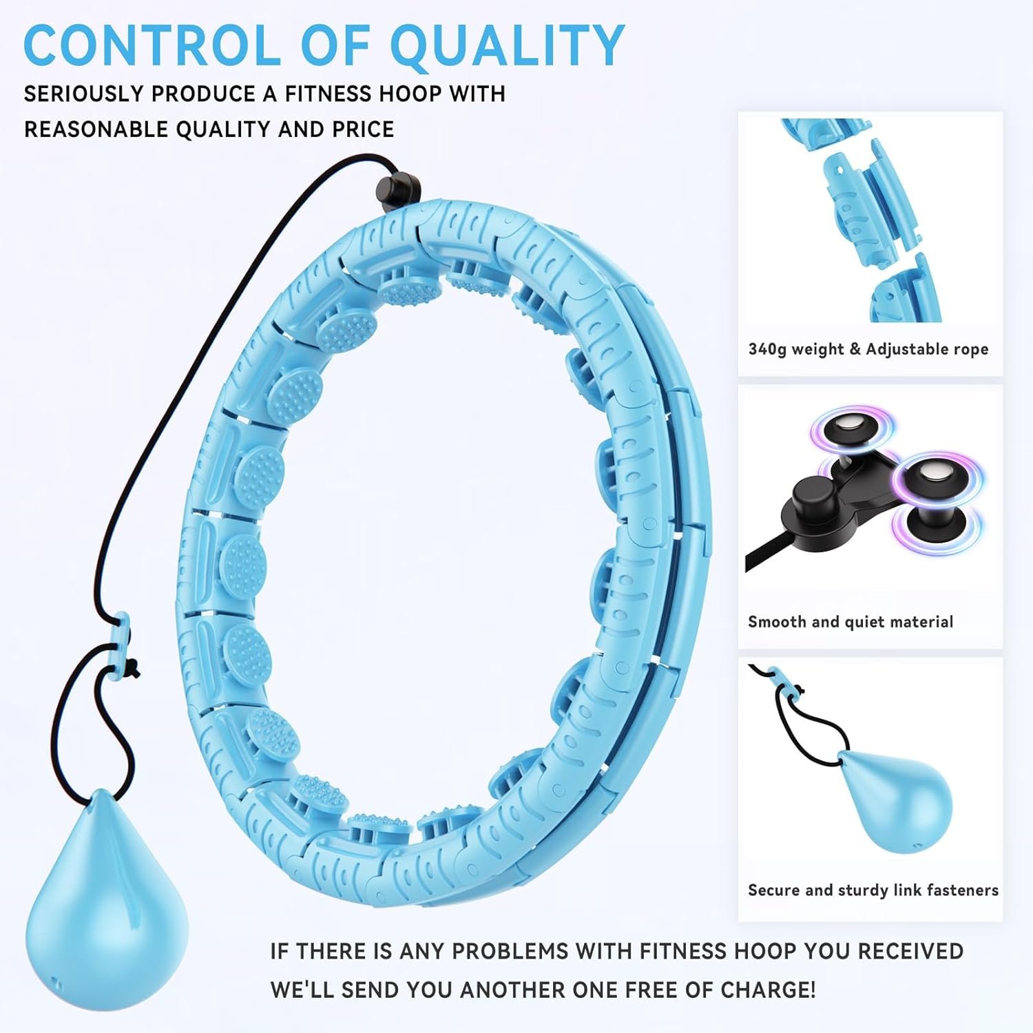 Weighted Hula Hoop for Adults Weight Loss,Infinity Weighted Hoop Plus Size with Sweat Belt,Waist Trainers for Women,Exercise Hula Hoop Womens Weight Loss At Home - Image 3