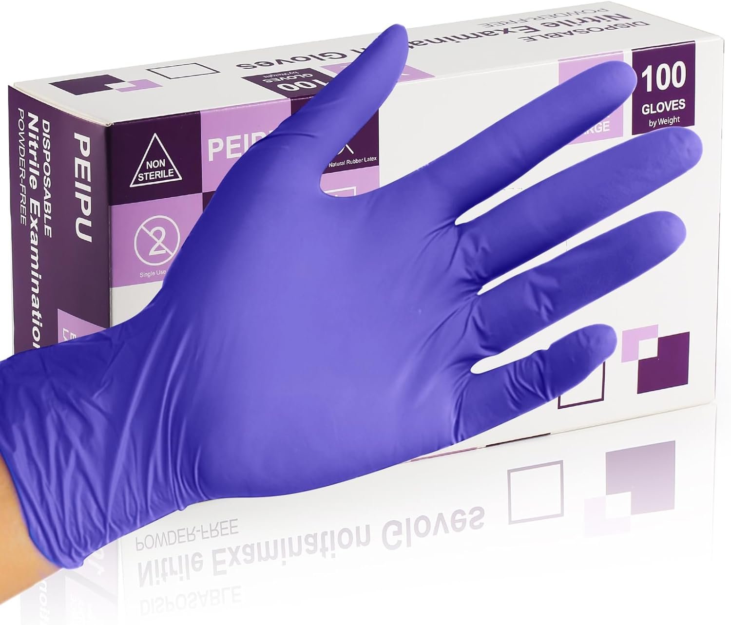 PEIPU Nitrile Gloves,Medical Exam Gloves,Disposable Cleaning Gloves,Powder Free, Latex Free,Non-Sterile Protective Gloves - Image 2