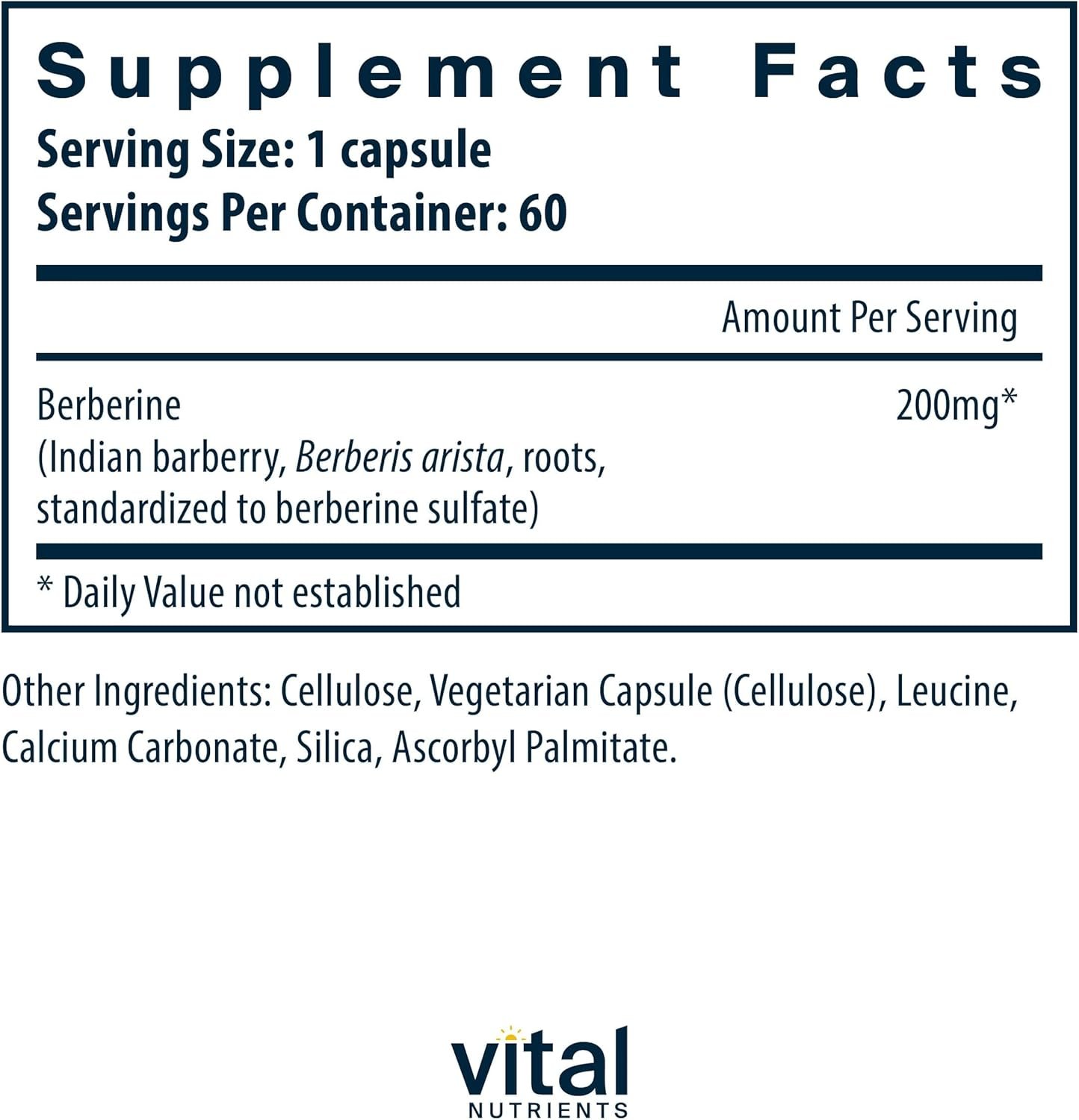 Vital Nutrients Berberine | Supports Healthy Bowel Function and Normal Triglyceride Levels | Vegan Supplement | Gluten, Dairy and Soy Free | 200 mg | 60 Capsules - Image 3