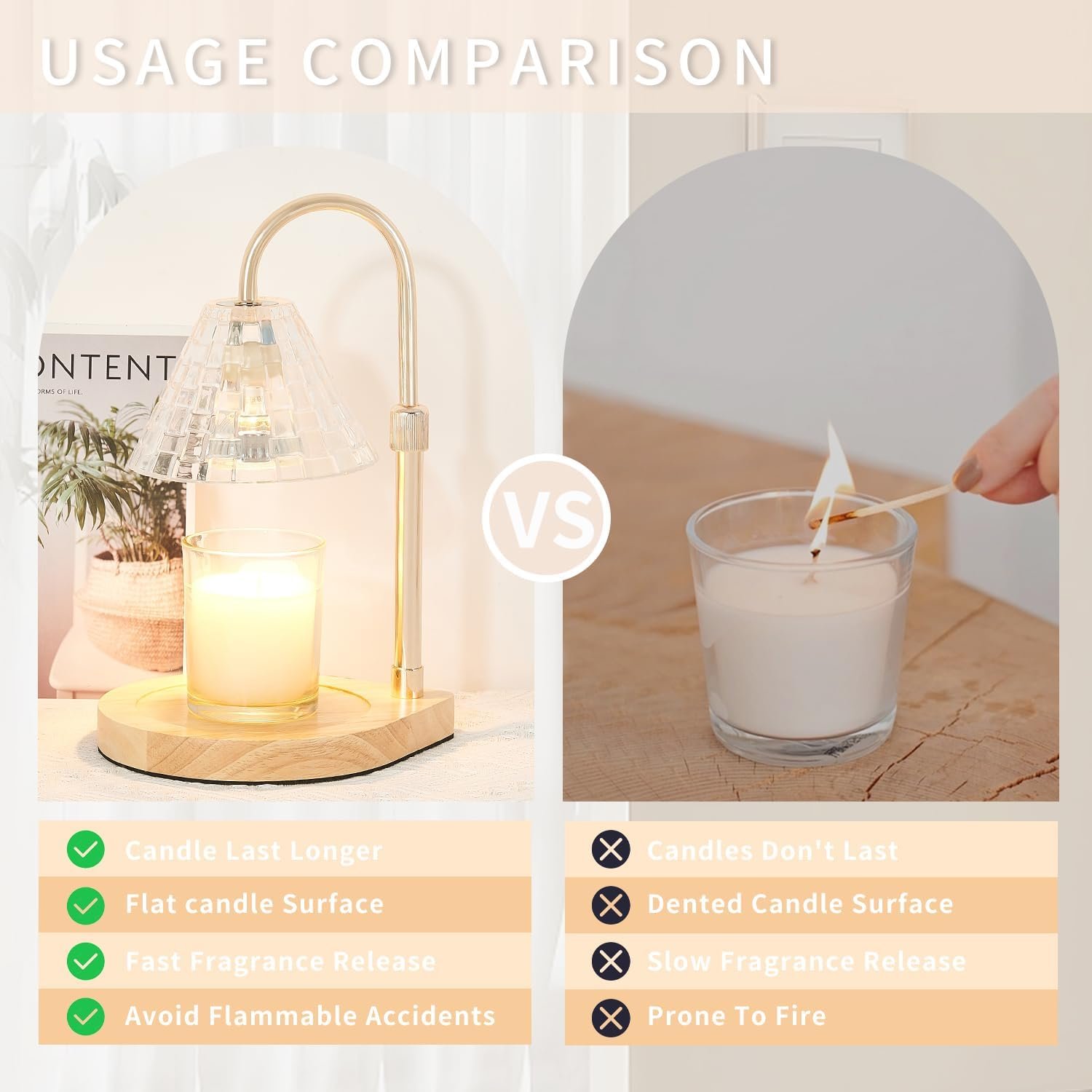 Candle Warmer Lamp with Dimmable - Candle Wax Warmer Lamp with 2 Bulbs,Height Adjustable Candle Melting Light Compatible Large & Small Size Jar Candles for Home Decor Gift - Image 4