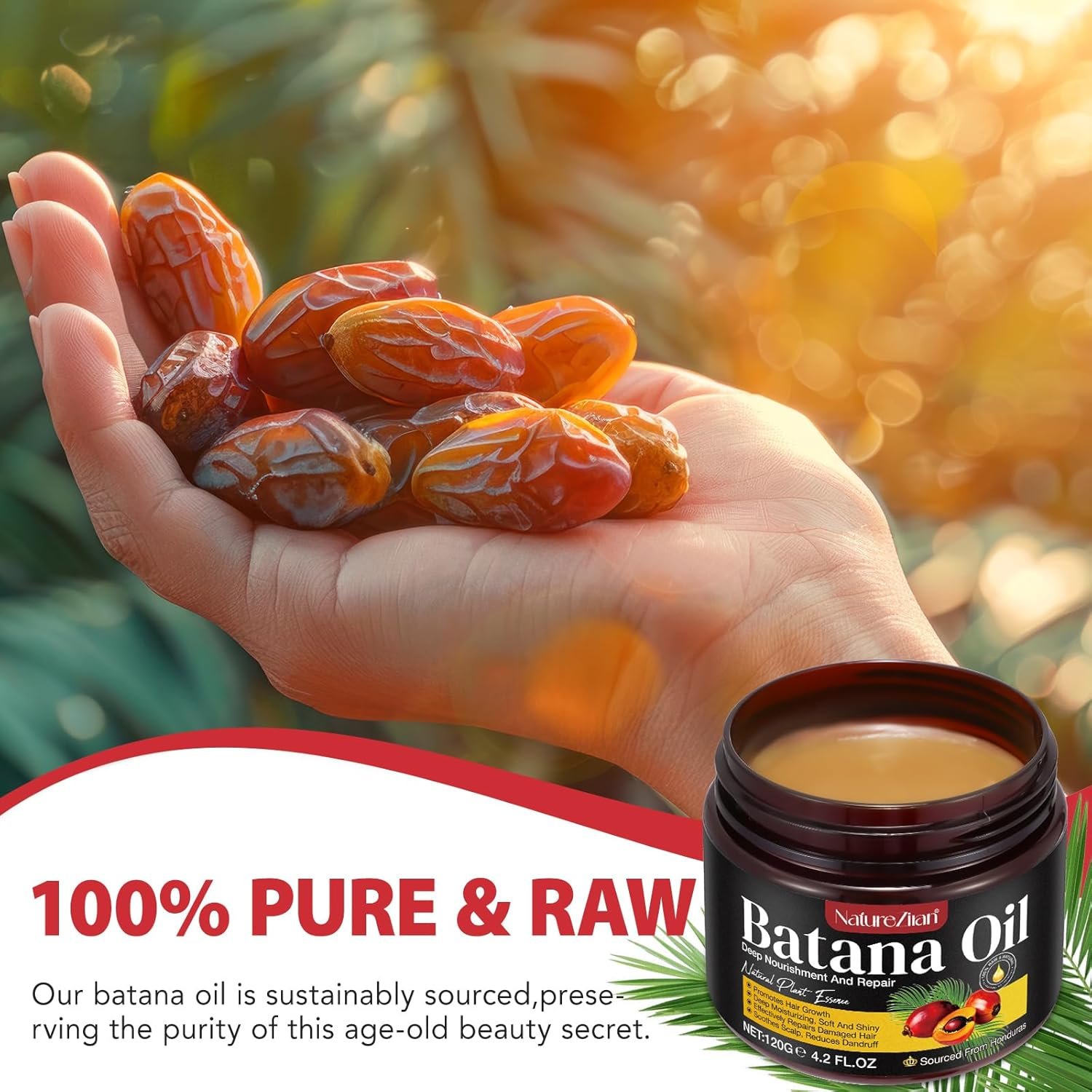 Batana Oil for Hair Growth -100% Pure Batana Oil - Dr. Sebi Batana Oil from Honduras - Raw Batana Oil for Hair Growth - Moisturizes Hair & Scalp -Promotes Hair thickness for Men & Women - Image 6