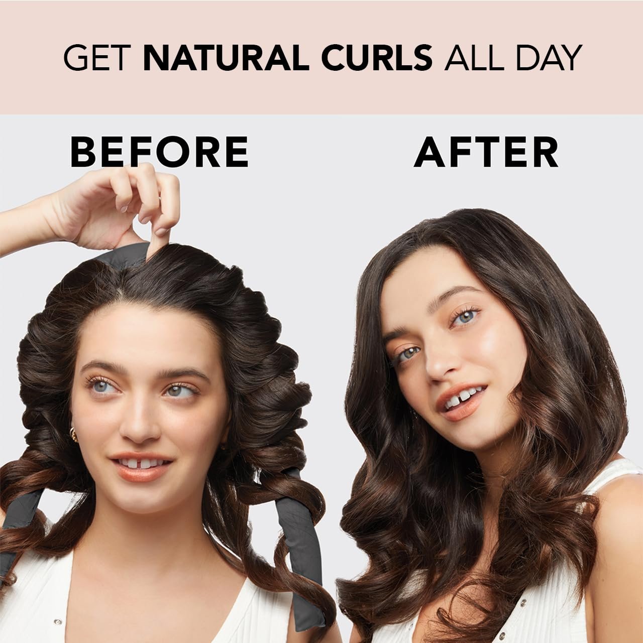 Kitsch Satin Heatless Curling Set - Heatless Hair Curler To Sleep In, Heat Free Curls Overnight for Frizz-Free, Soft Curls - For All Hair Types - Includes Satin Curling Rod & 2 Scrunchies - Charcoal - Image 6