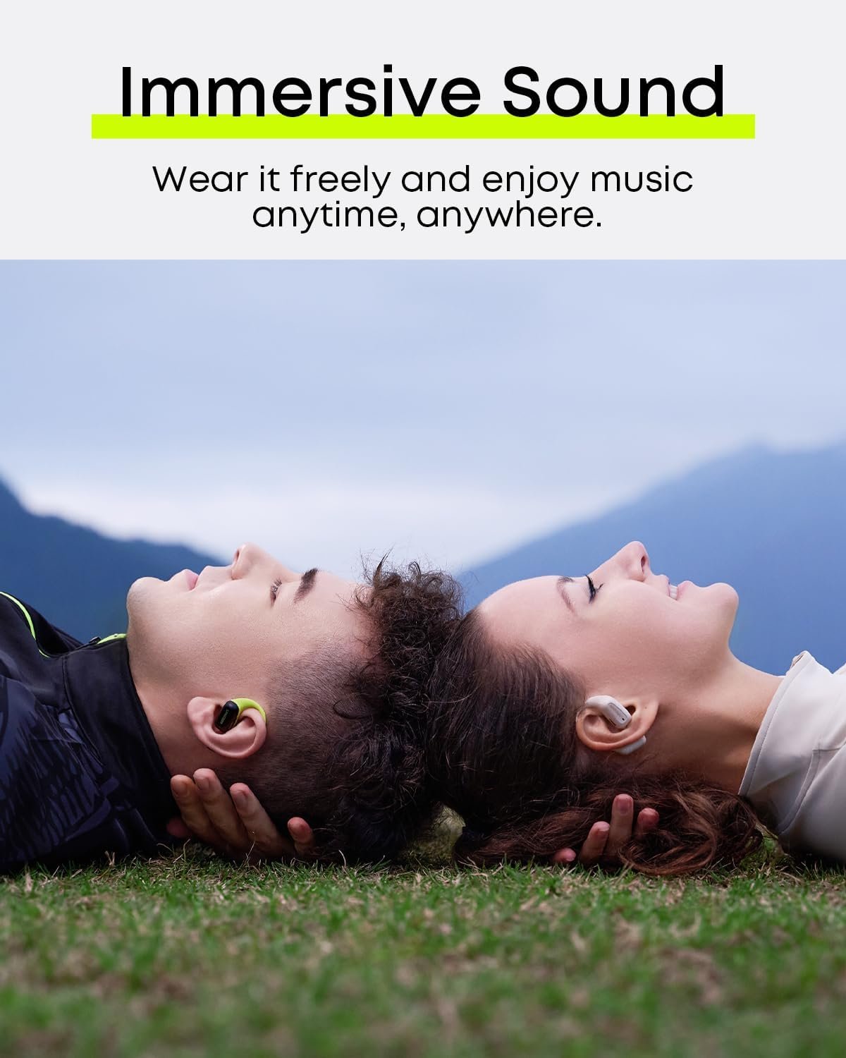 Langsdom Airfit Open Ear True Wireless Earbuds Bluetooth Headphones, Water Resistants, Ultra-Light, Premium Deep Bass with 24Hrs Play time, Ergonomic Design Secure fit for Worksout & Running, Green - Image 6