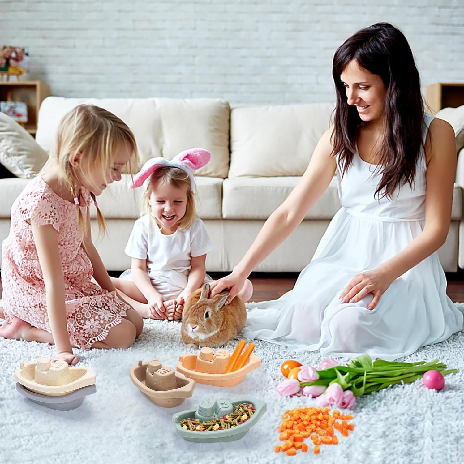 Bunny Toys,5 Pcs Rabbit Toys Stacking Cups for Rabbits,Multi-color Reusable Rabbit Enrichment Toys, Safety Plastic Inlay Toys for Bunny, Rabbits, Hamster and other Small Animals Hiding Food and Playi - Image 6