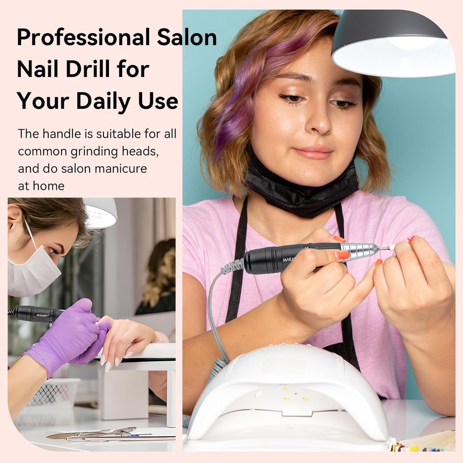 Makartt Nail Drill Handpiece for Up200 Machine:Professional Electric File Remove Gel Polish Poly Nail Gel Black B-05 - Image 8