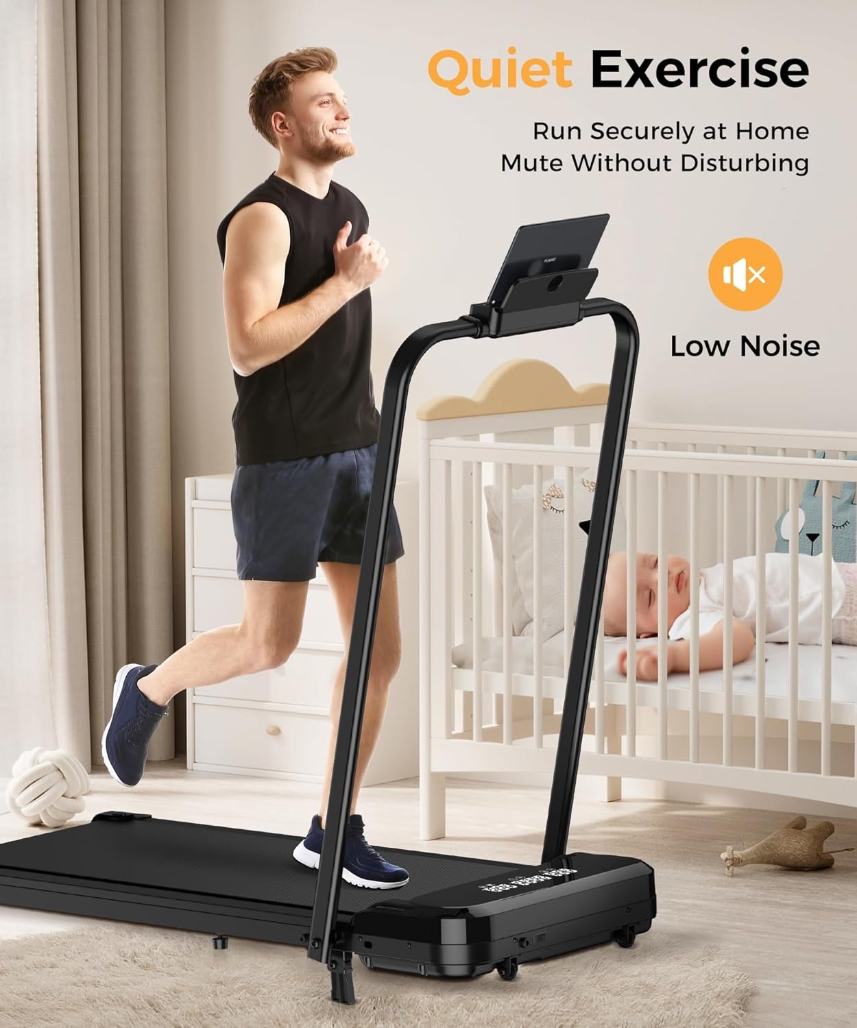 Walking Pad, Under Desk Treadmill, Walking Pad with Incline, 2 in 1 Treadmills for Home/Office, Compact Portable Foldable Treadmill, Installation-Free Low Noise, Safety Lock and LED Display - Image 8
