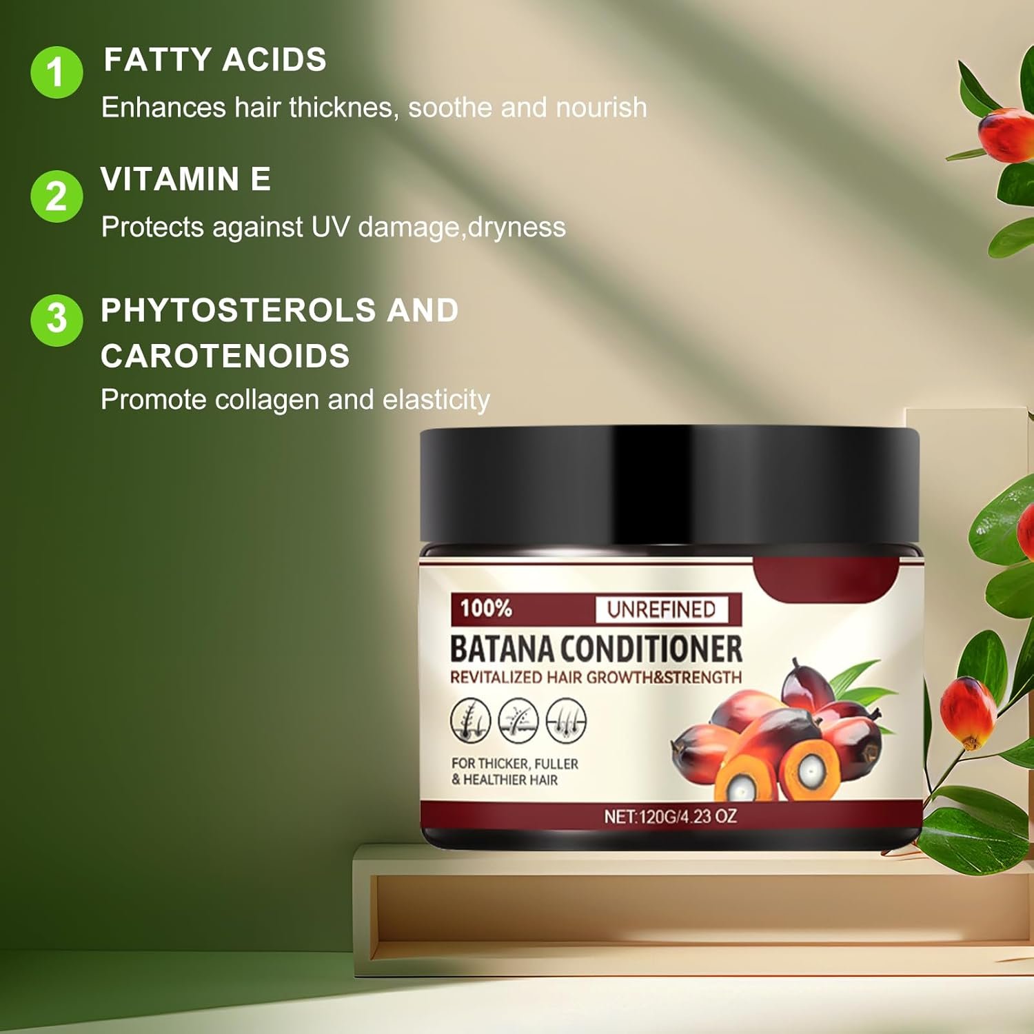 1Pcs Natural Batana Hair Oil - Organic Raw Hair Repair Cream, Enhances Shine, Thickness and Eliminates Split Ends for Men & Women, 120g - Image 5