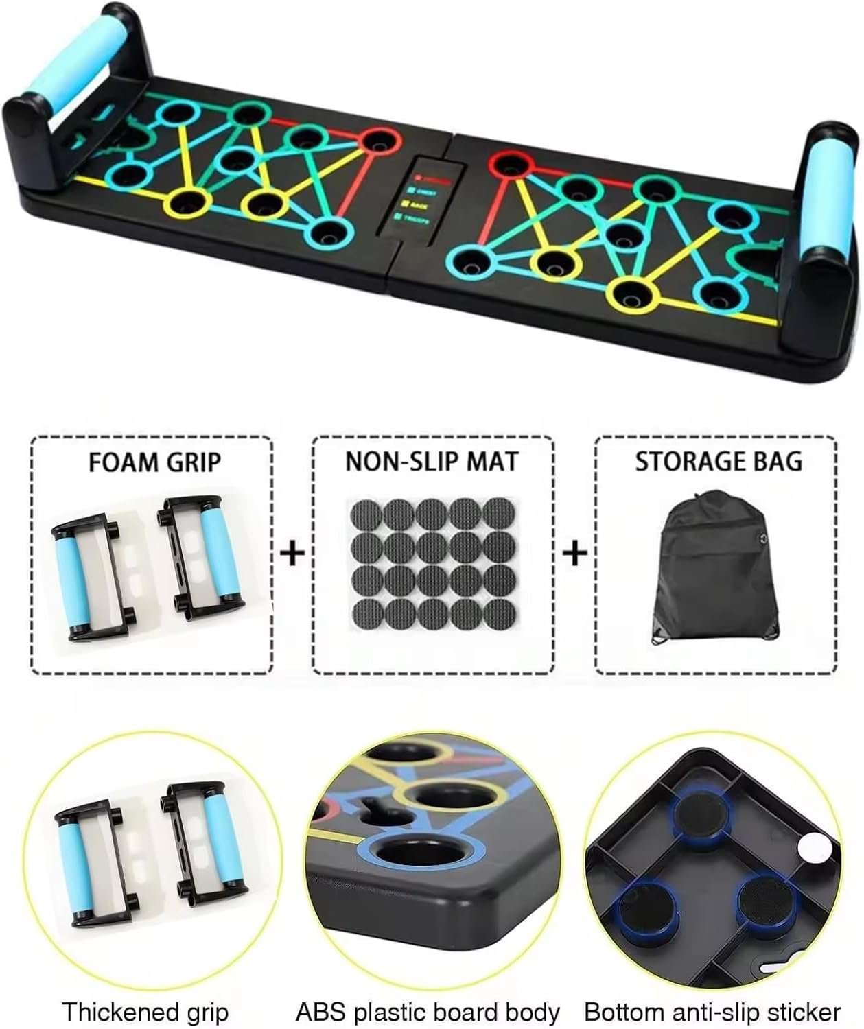 Portable Push Up Board - Pushup Handles for Home Gym, Professional Push Up Strength Training Equipment for Men & Women, Pushup for Chest Muscle Exercise - Image 3