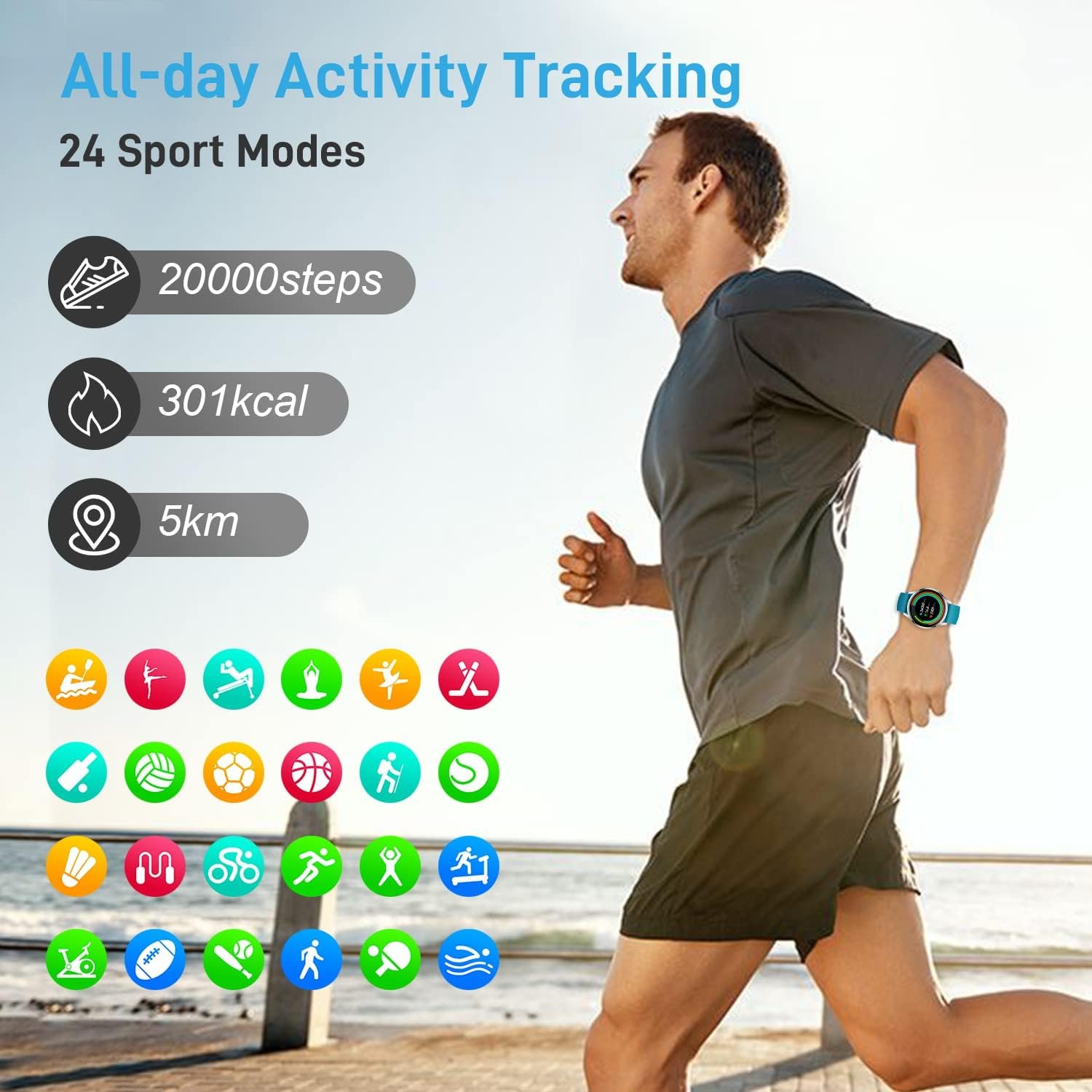Smart Watch for Men Women Fitness: (Make/Answer Call) Bluetooth Smartwatch for Android Phone iPhone Compatible Waterproof Sport Running Digital Watches Blood Pressure Heart Rate Monitor Sleep Tracker - Image 5