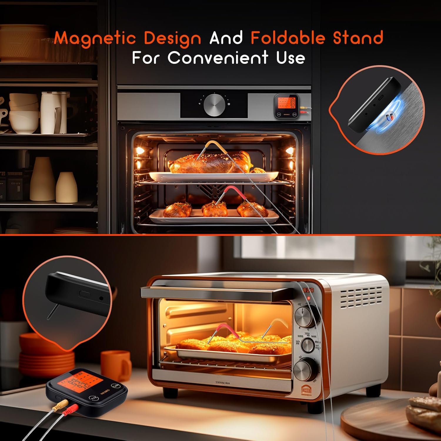 INKBIRD Dual Mode Bluetooth & WiFi Wireless Meat Thermometer, 4 Probes WiFi Meat Thermometer with Clear LCD for Smoking, Bluetooth Meat Thermometer with Smart APP Control for Oven,Cooking - Image 9