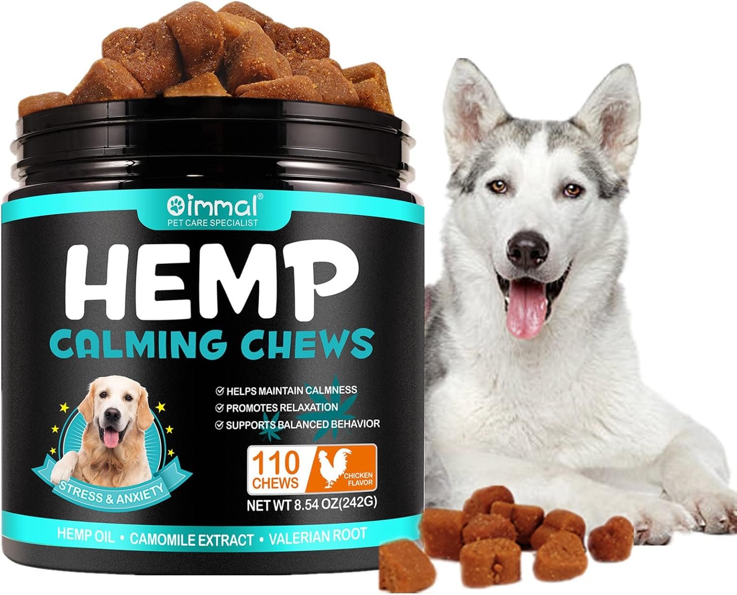 Calming Chews for Dogs, 110 Pet Care Calming Chews for Dogs with Hemp Oil, Dog Anxiety Relief During Thunderstorms, Separation, Delicious Dog Calming Treats for Dog Stress (Chicken) - Image 2