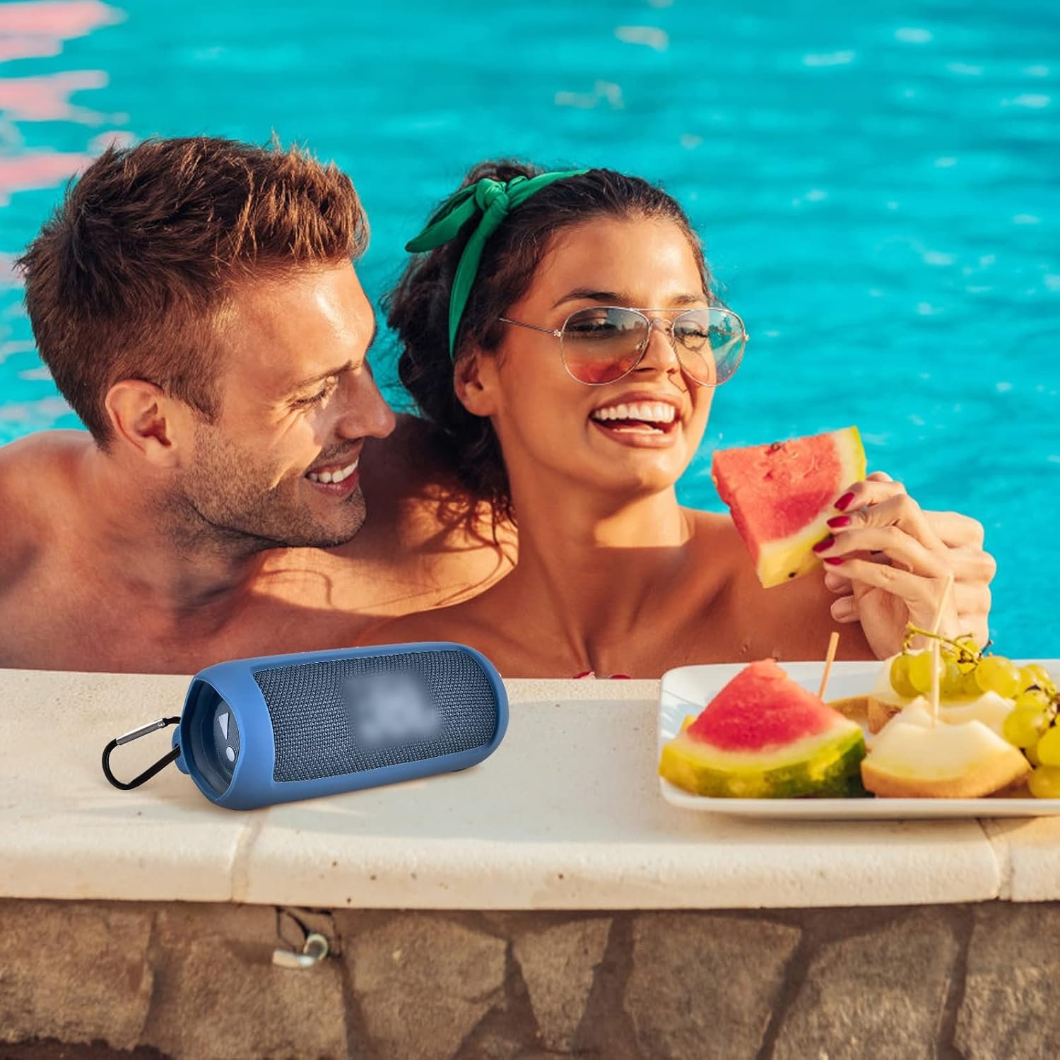 Silicone Case for JBL FLIP 6 Waterproof Portable Bluetooth Speaker, Gel Soft Skin Rubber Cover, Travel Carrying Storage Bag Pouch with Shoulder Strap and Carabiner - Blue - Image 8