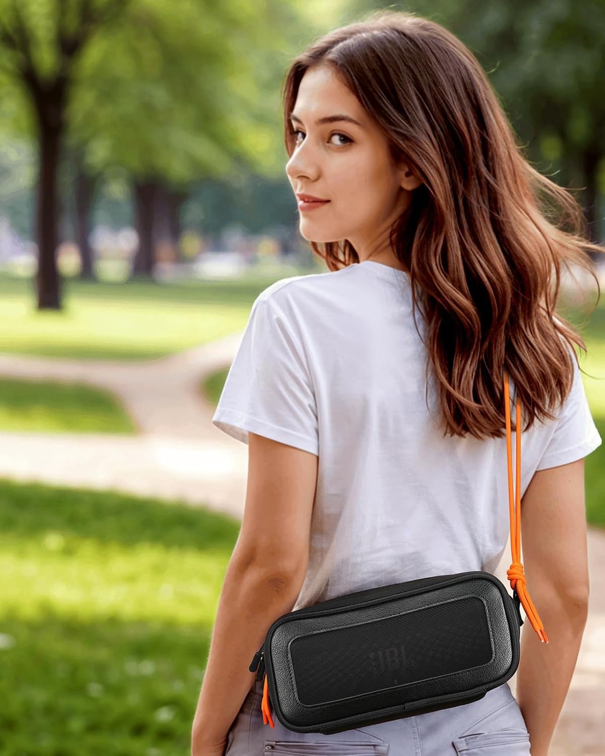 Bluetooth Speaker Universal Case Bag for JBL CHARGE 5/ CHARGE 4/JBL Flip 5 /Flip 6 /Bose SoundLink Flex BolaButty/Anker Soundcore/Soundcore 2/with Adjustable Shoulder Strap (Black) - Image 8