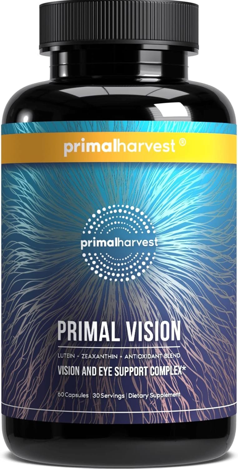 Primal Harvest Vision and Eye Support Complex with Lutein, Zeaxanthin Plus Vitamin E, Bilberry Extract, and Blueberry Extract for Overall Eye Health for Men and Women, 60 Capsules - Image 2