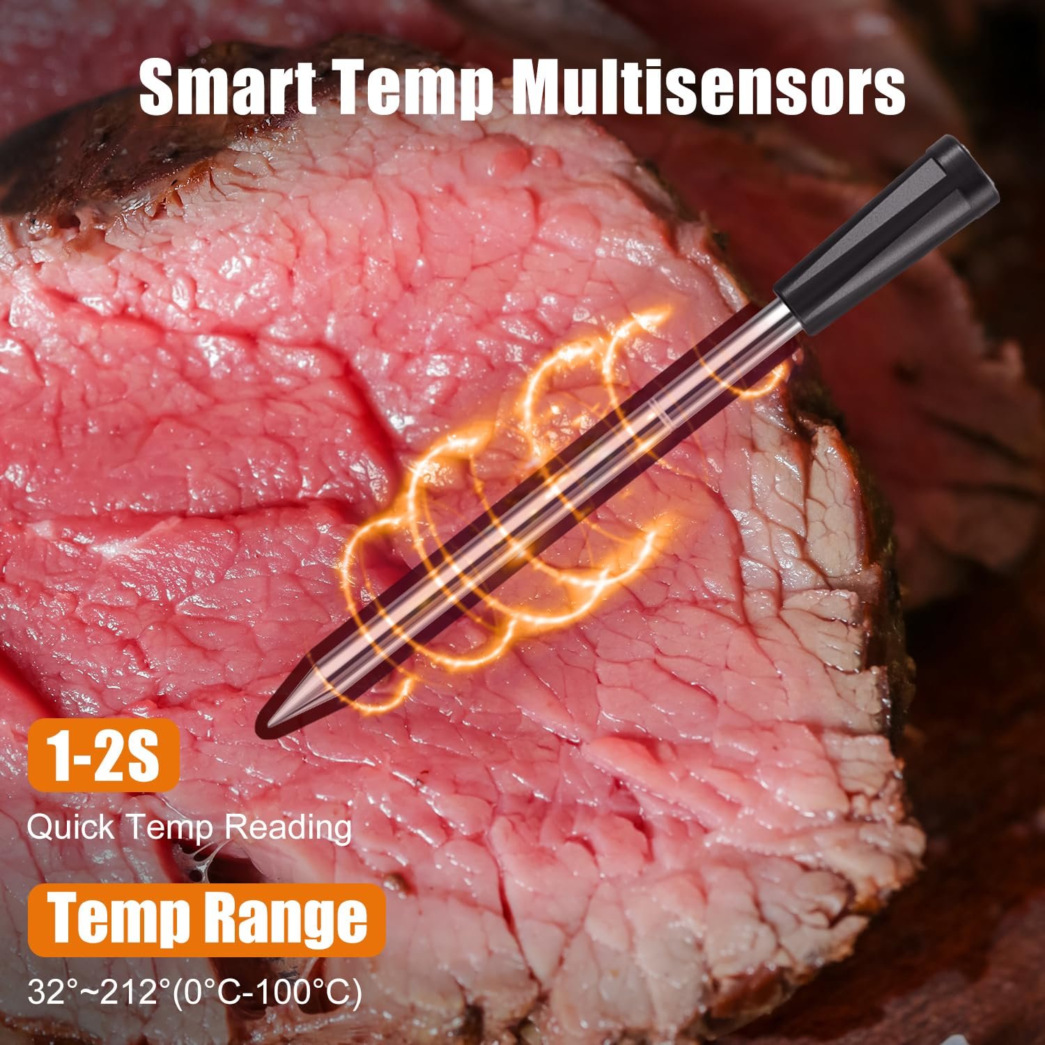 INSMART Wireless Meat Thermometer for Meat Smoker Probe,Bluetooth Meat Wireless Probe Thermometer Temperature Probe Smart Digital Meat for Grilling Temp Spike Cooking Thermometer - Image 6