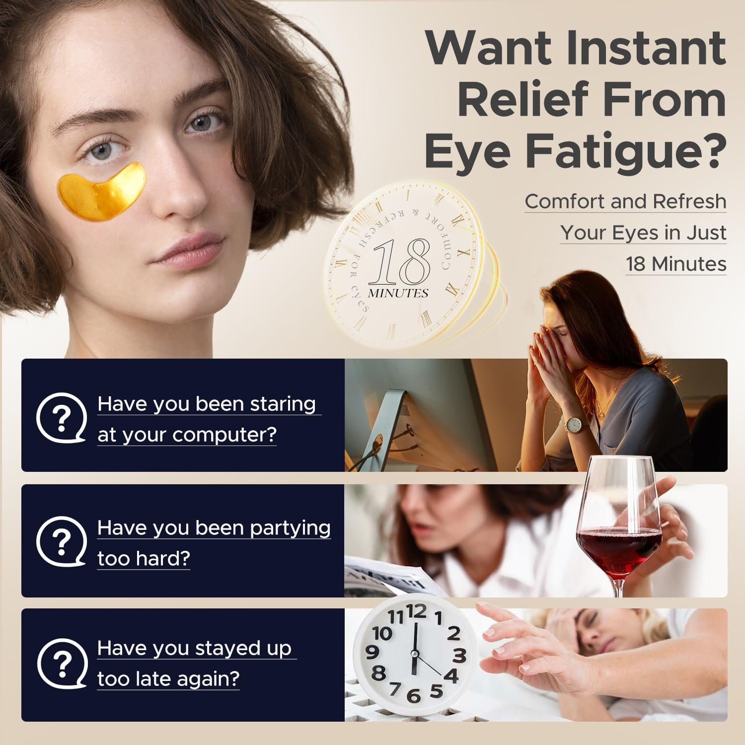 Under Eye Patches for Puffy Eyes,Dark Circles,Wrinkles & Eye Bags-Day & Night Eye Mask Gel Set with Collagen & 24K Gold,Ideal Undereye Skincare Gift for Bridesmaids, Women & Birthdays - Image 7