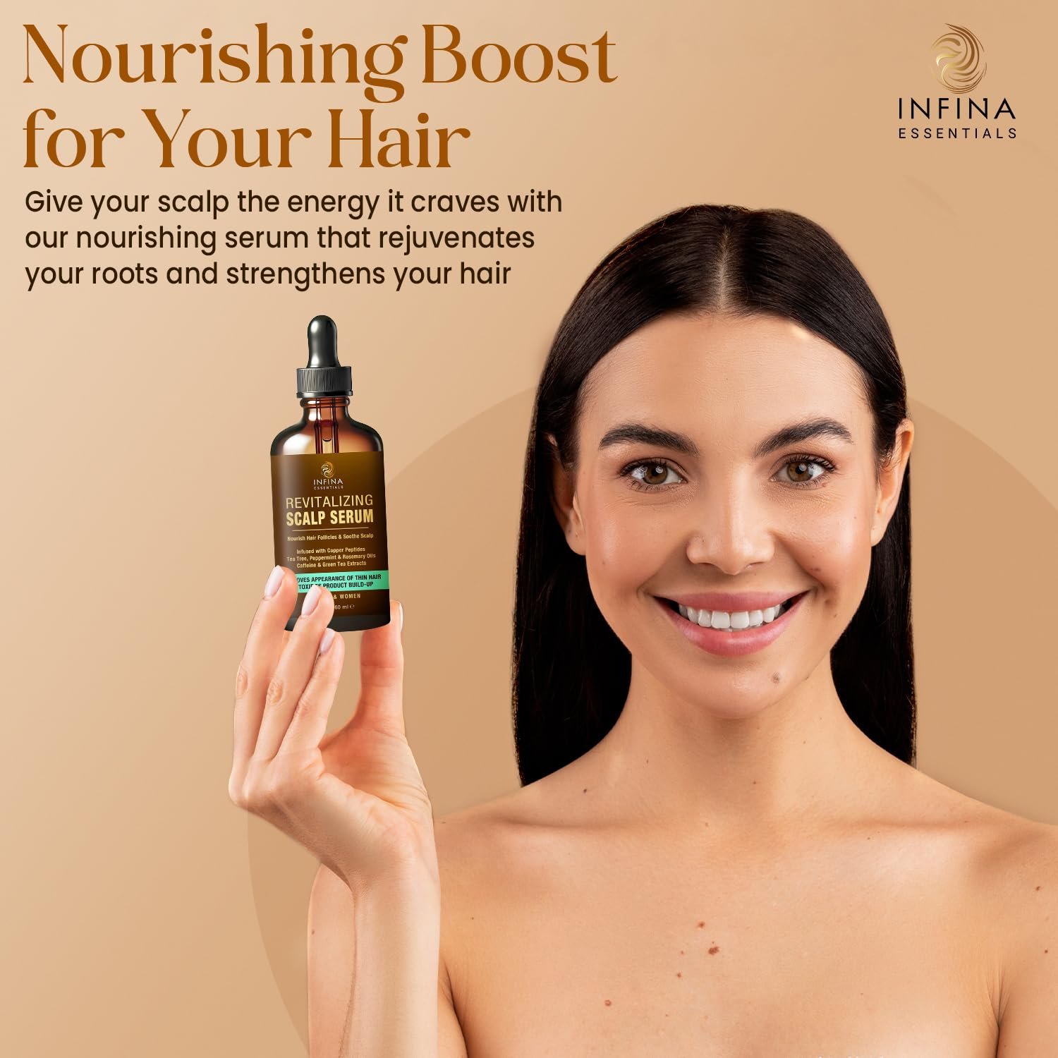 Revitalizing Scalp Serum for Hair Growth with Copper Peptides, Caffeine & Tea Tree Oil - Nourishing Scalp Oil for Itchy Dry Scalp, Detoxifies Build-Up, Deep Hydration for All Hair Types, 2 fl oz - Image 5